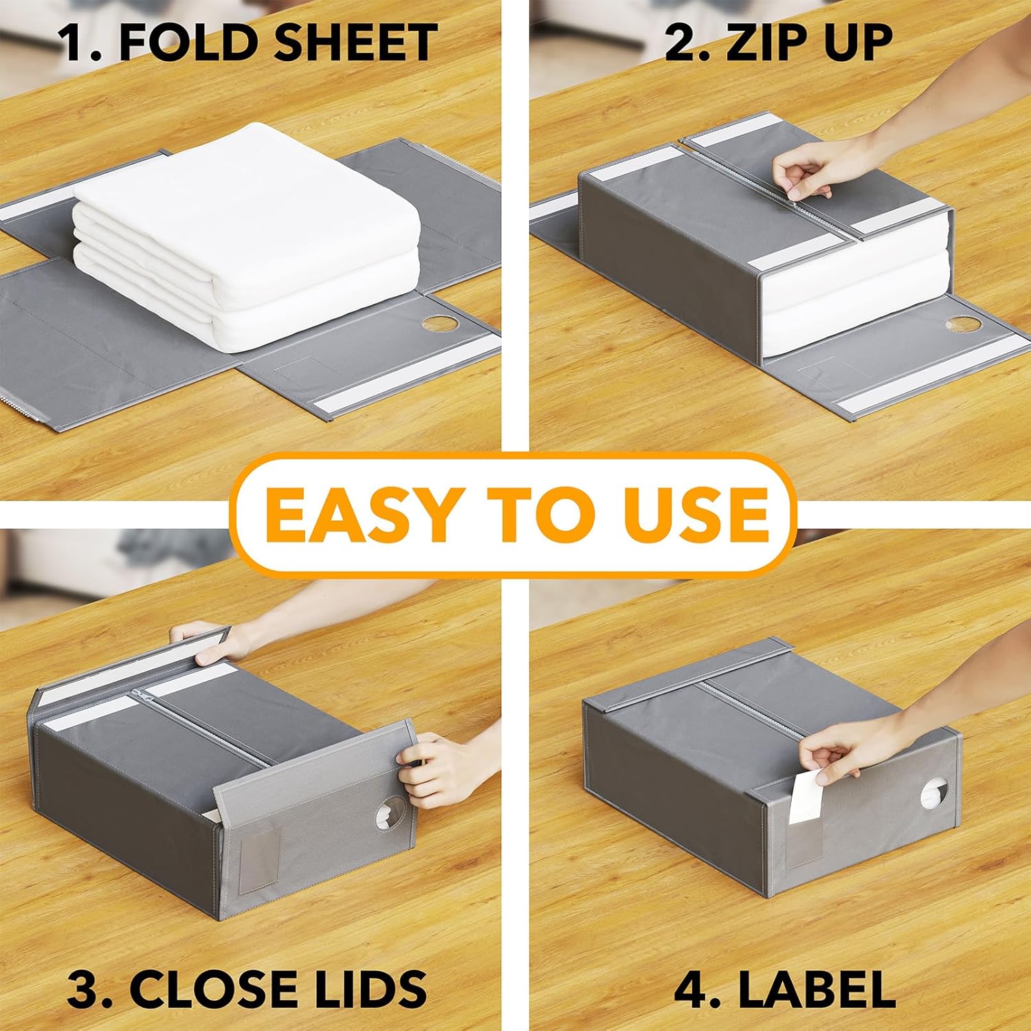 SpaceAid 4 Pack Sheet Organizers Storage Container Gray