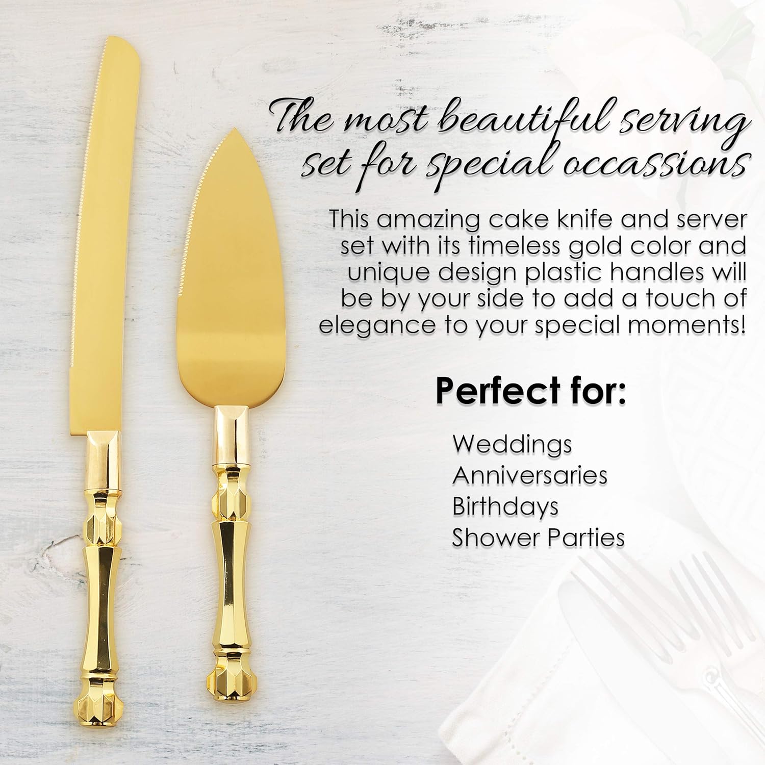Homi Styles Gold Elegant Cake Knife and Server Set