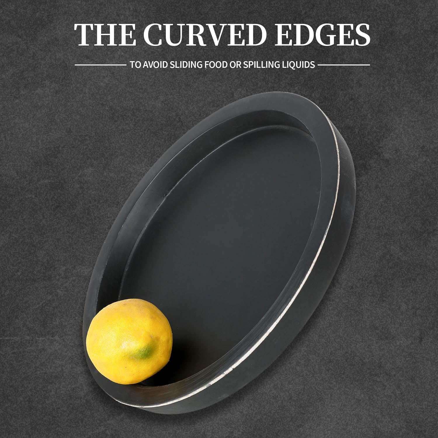 Hanobe Black Round Wooden Coffee Table Tray