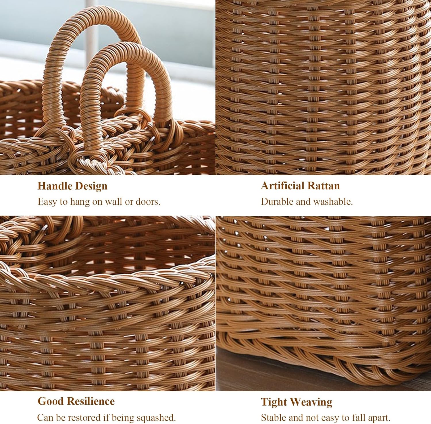 Sturdy Woven Wall Basket for Flowers and Kitchenware