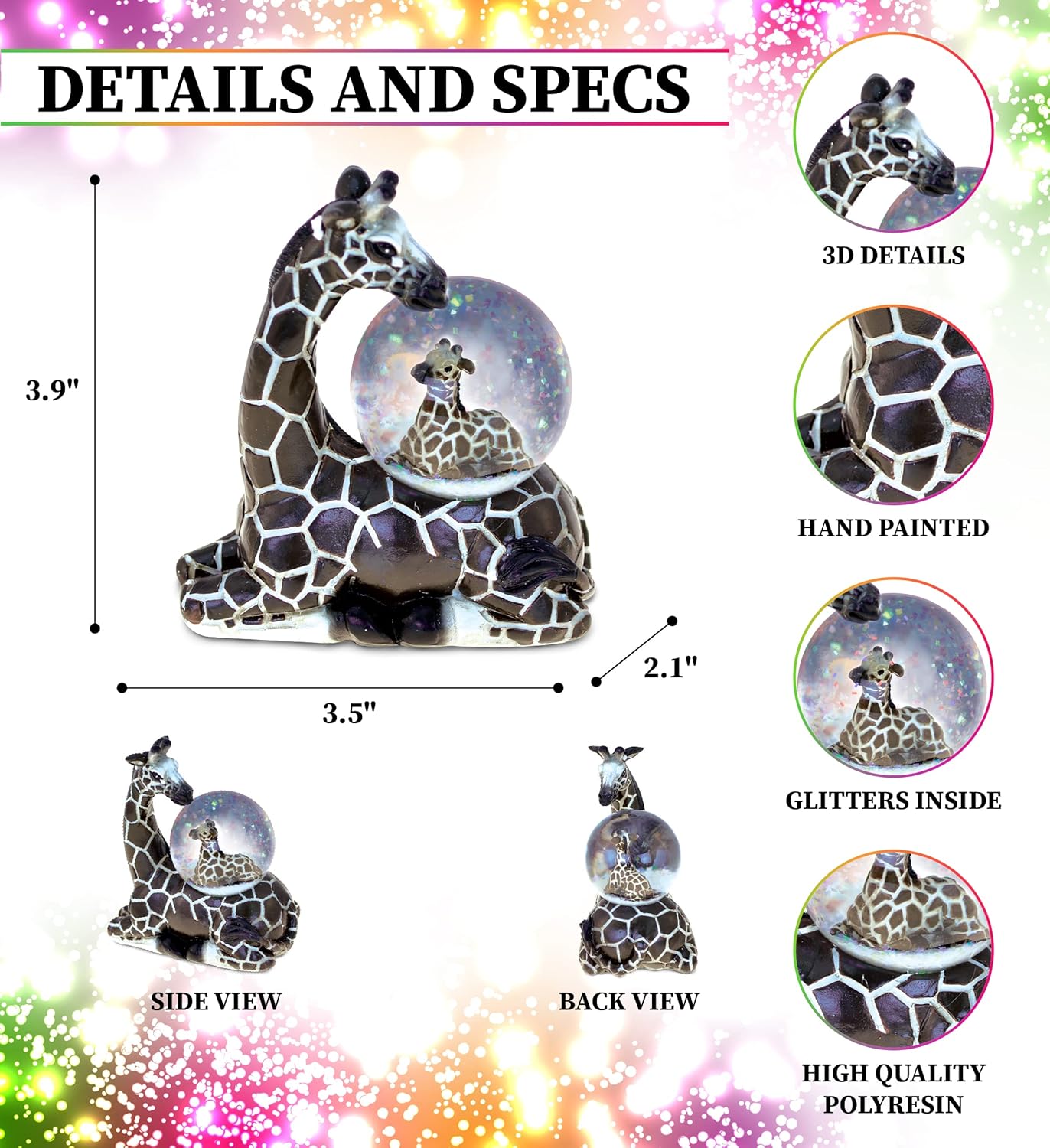 COTA Global Giraffe Snow Globe Decor 45mm