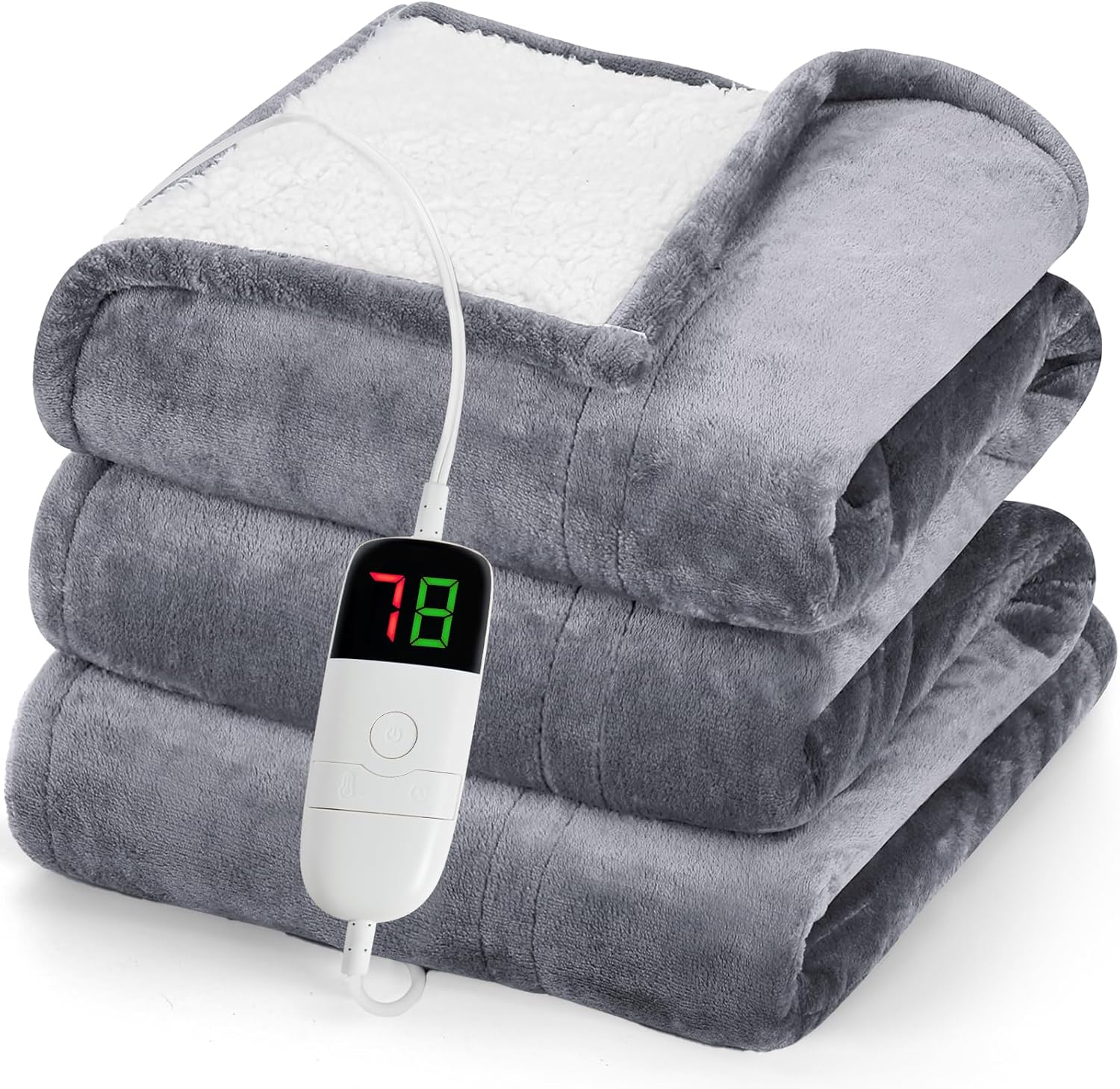 Greenoak Heated Blanket Electric Throw 50 x 60 Misty Grey
