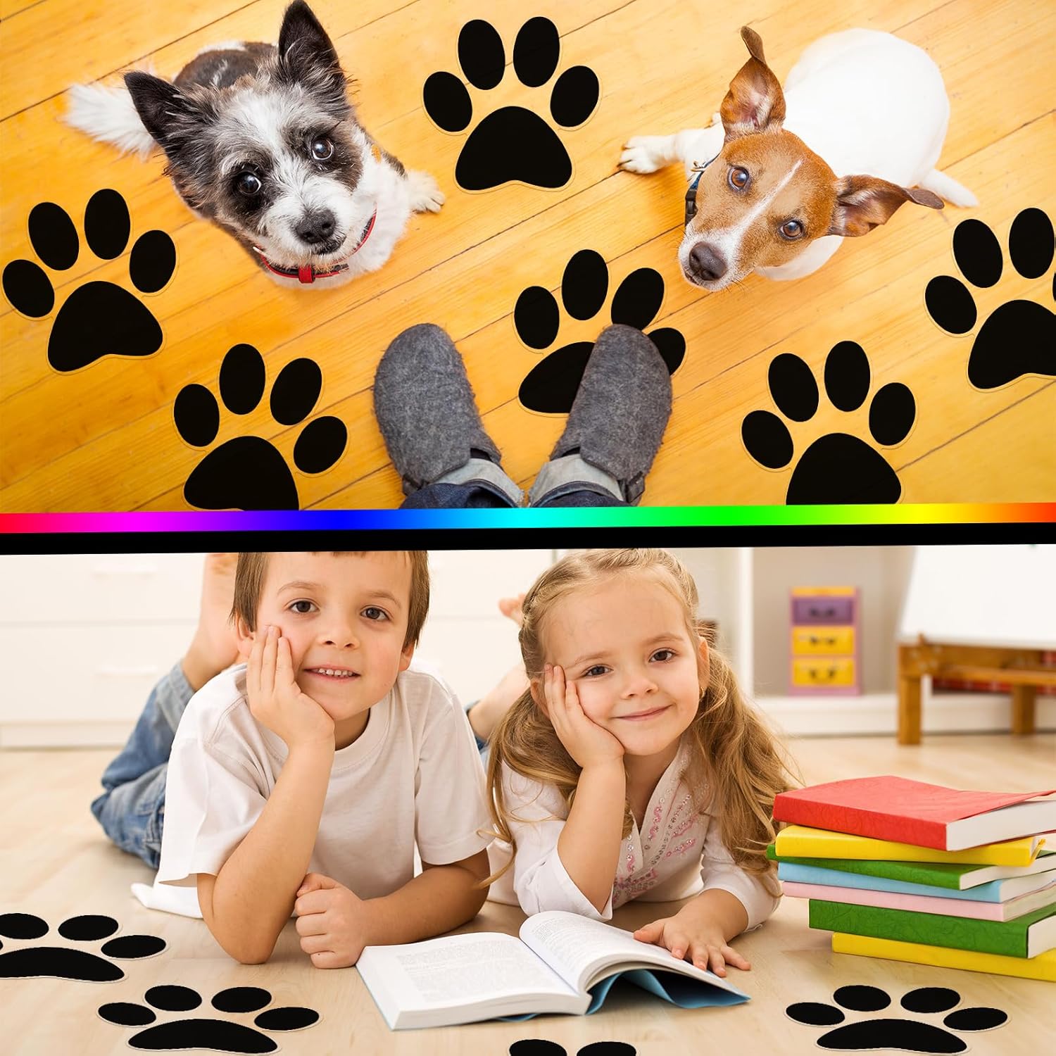 ReliThick 30 Pcs Large Pawprint Floor Decals Black