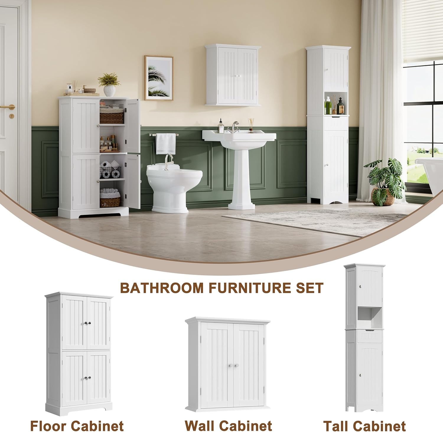 ChooChoo Bathroom Wall Cabinet with 2 Doors and Adjustable Shelves