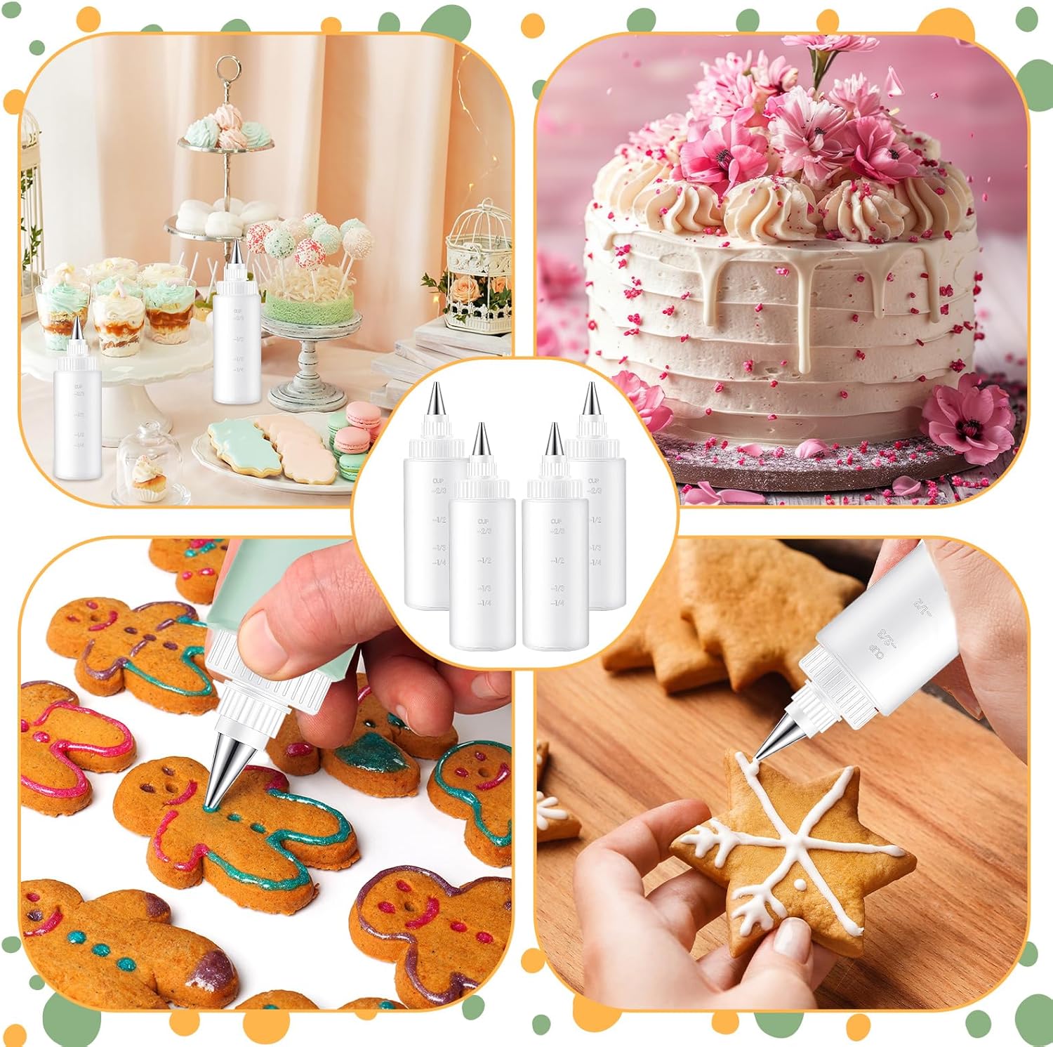 4 oz Plastic Icing Bottles for Cookie Decorating