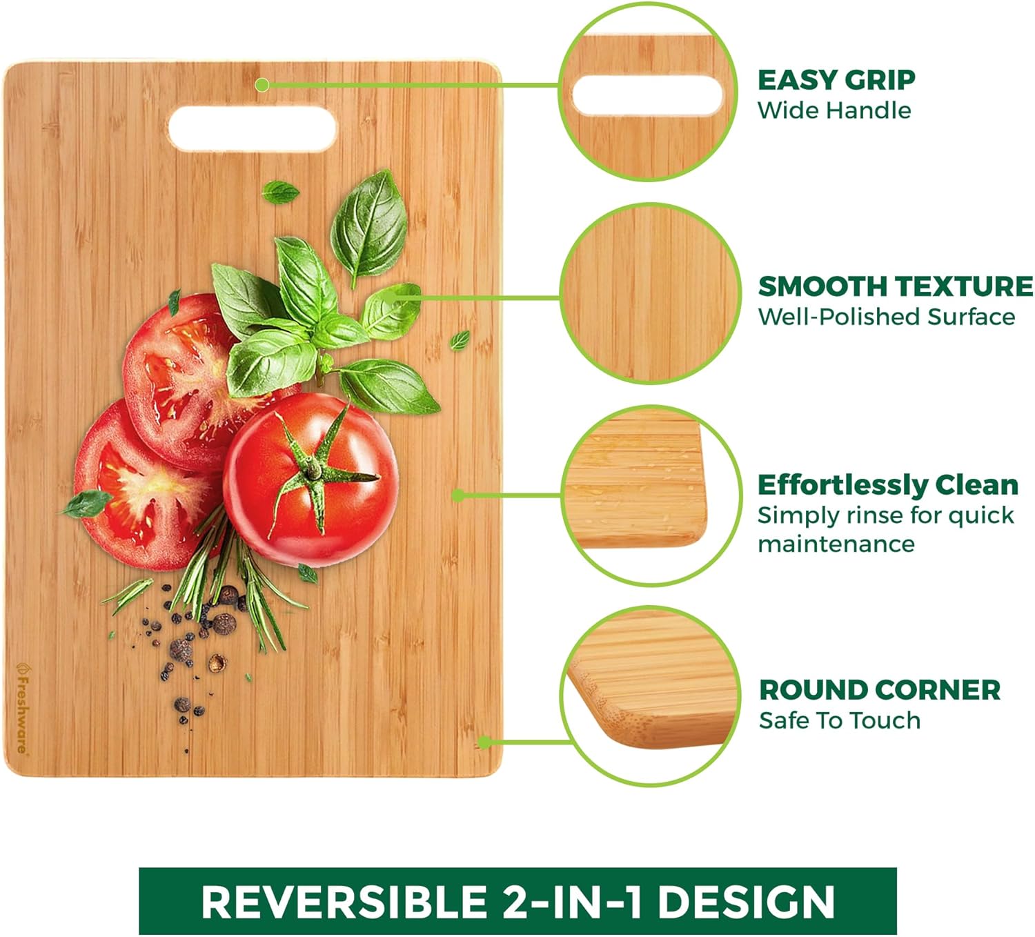 Freshware Bamboo Cutting Board Set of 3