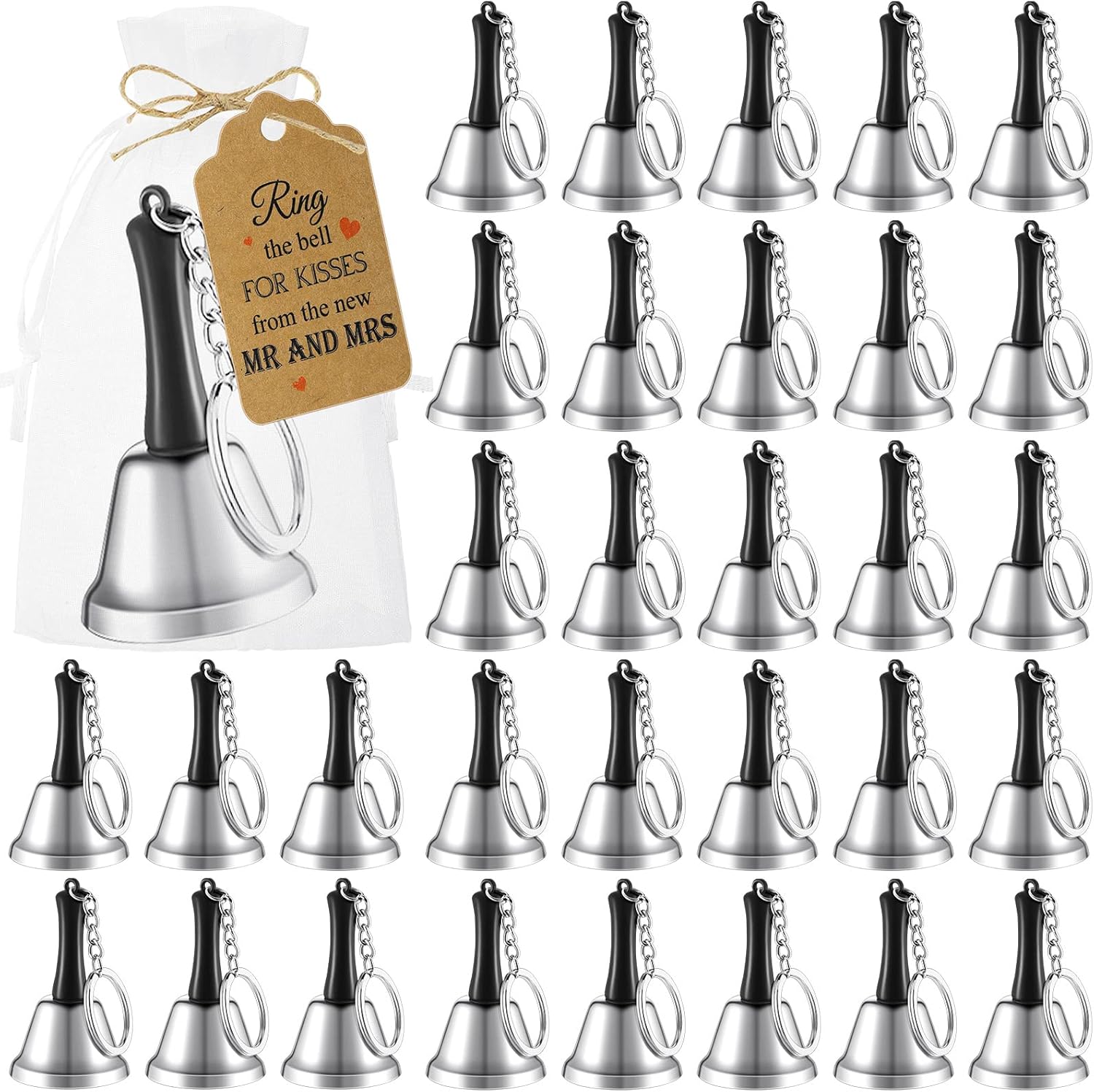Lounsweer Silver Wedding Kissing Bells Set 48pcs