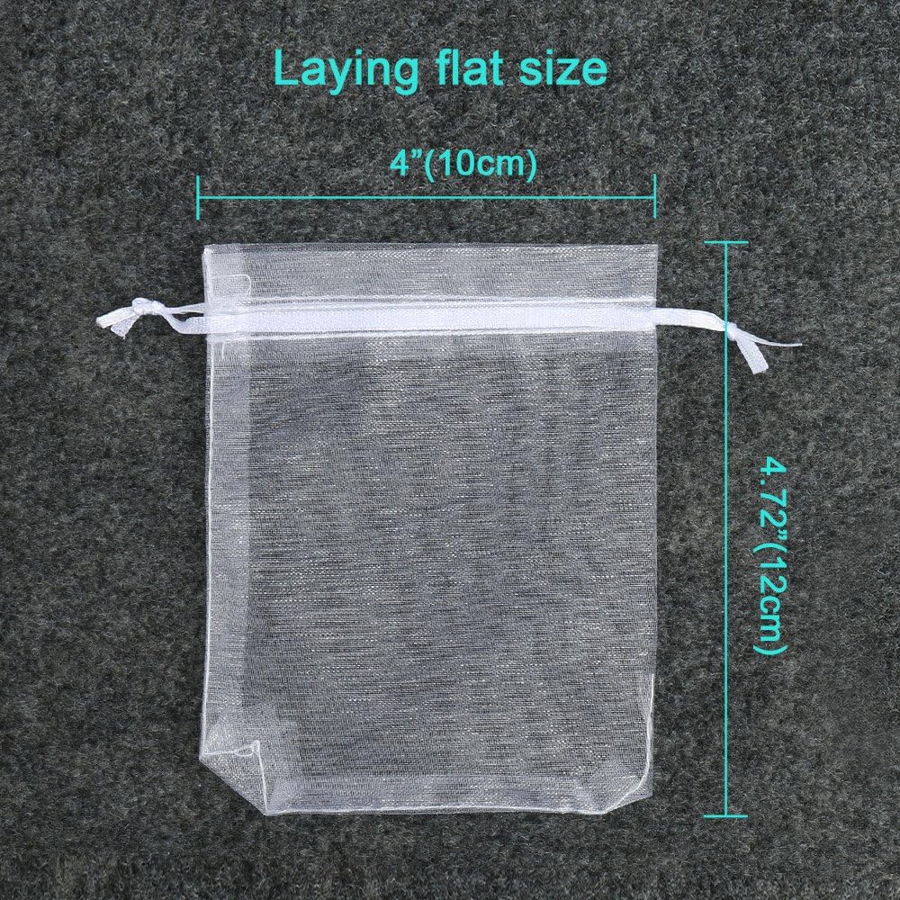 Hopttreely 100PCS Premium White Organza Bags for Wedding Jewelry Party Favors