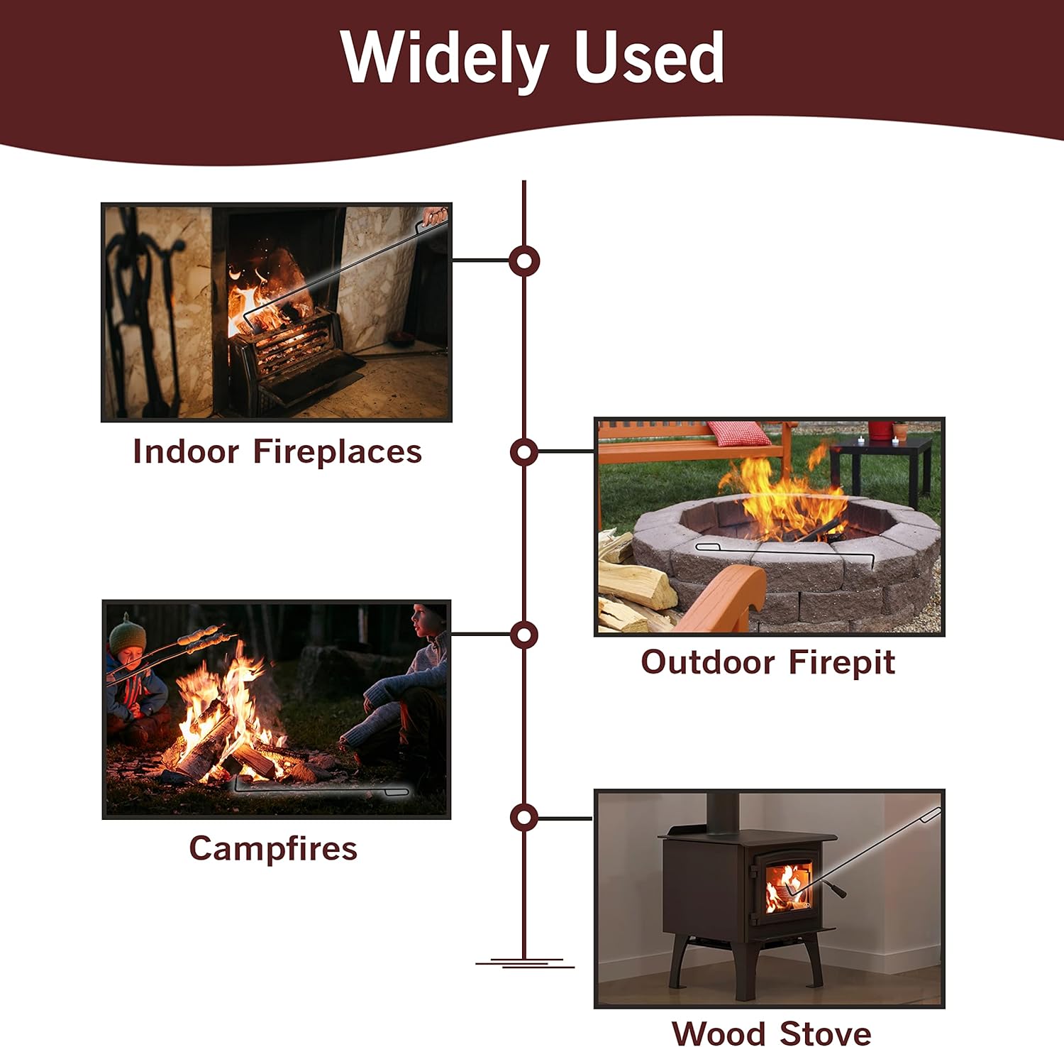 FEBTECH 40-Inch Fire Pit Poker Black