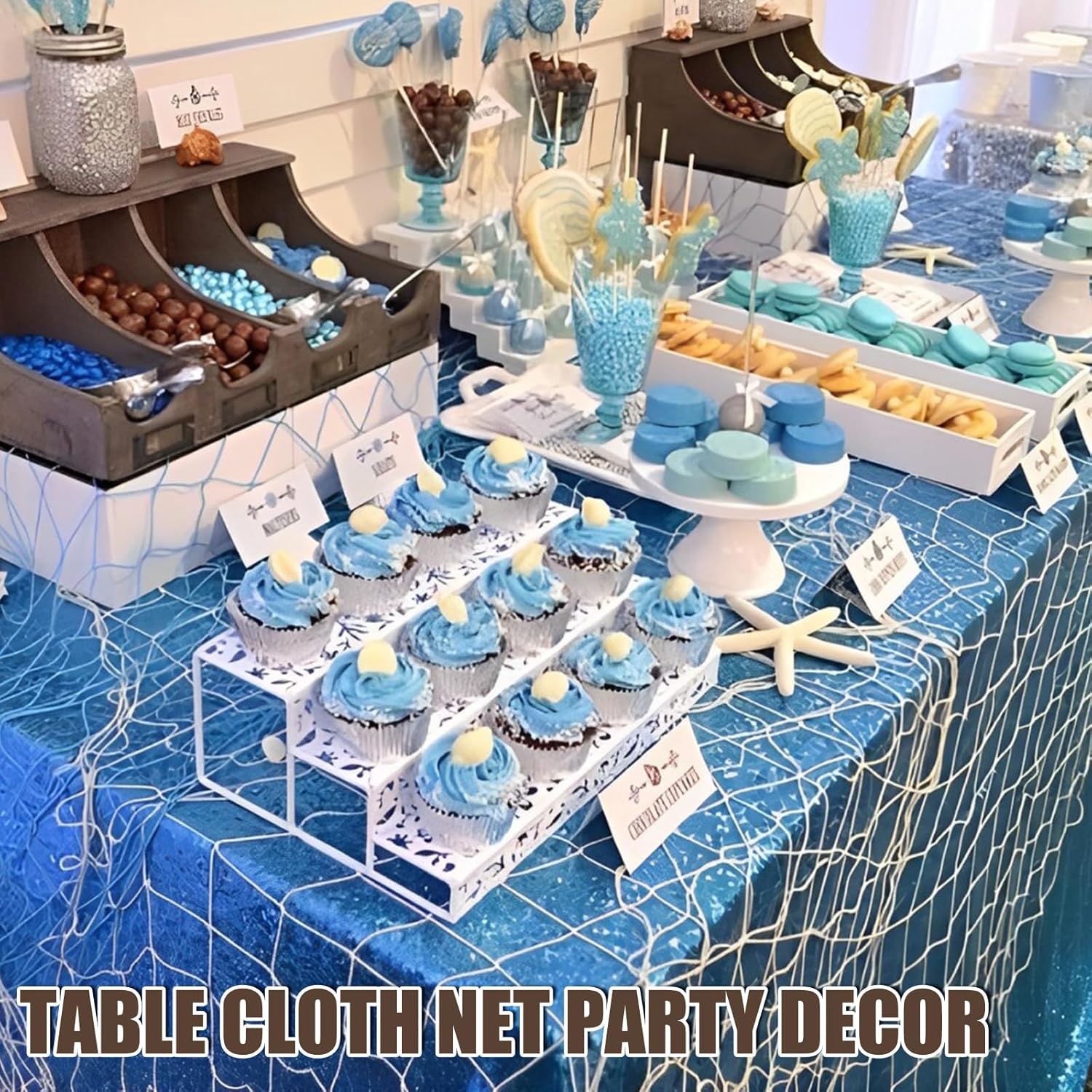 2 Pack Fish Net Decorations for Nautical Party