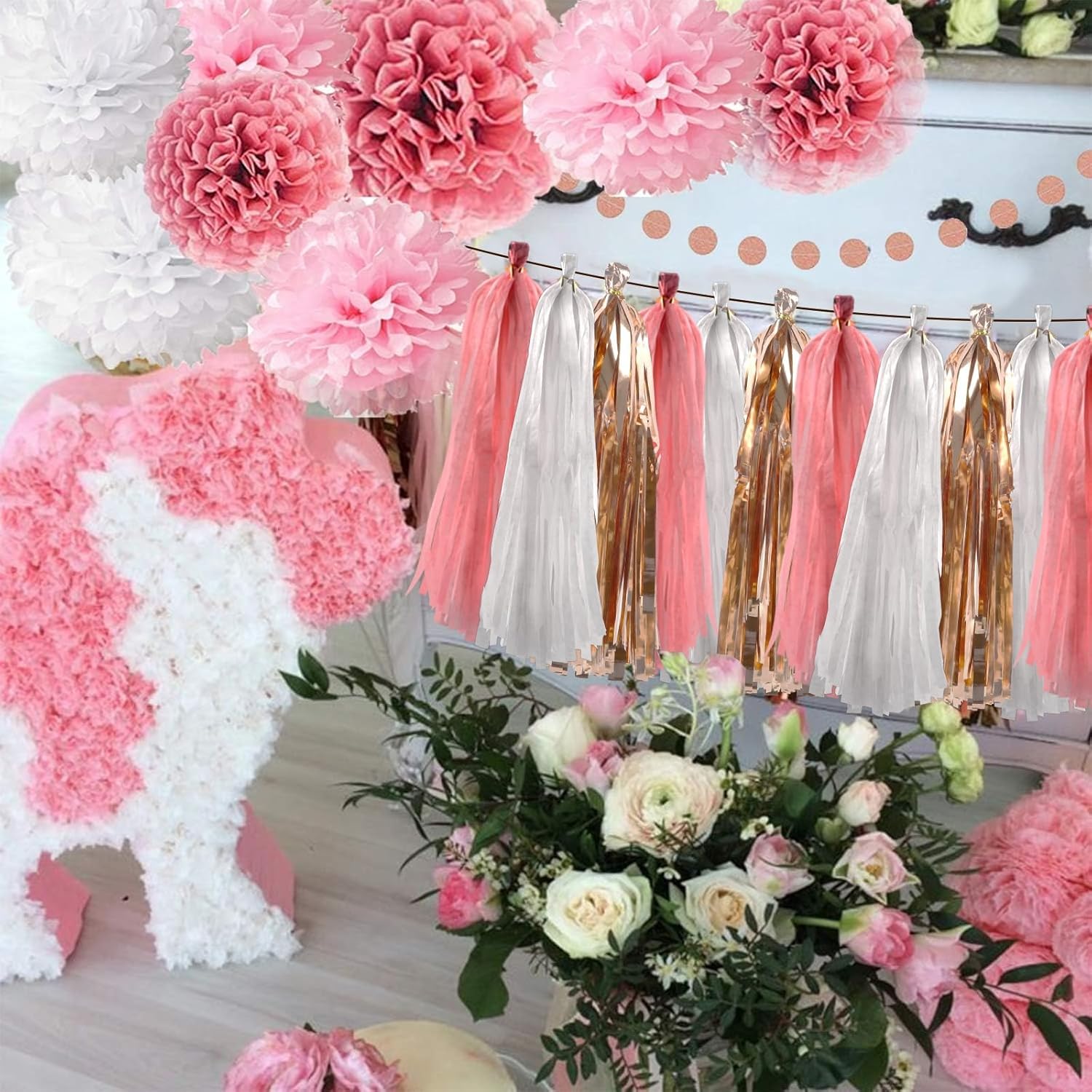 OuMuaMua Rose Gold Birthday Decorations Set