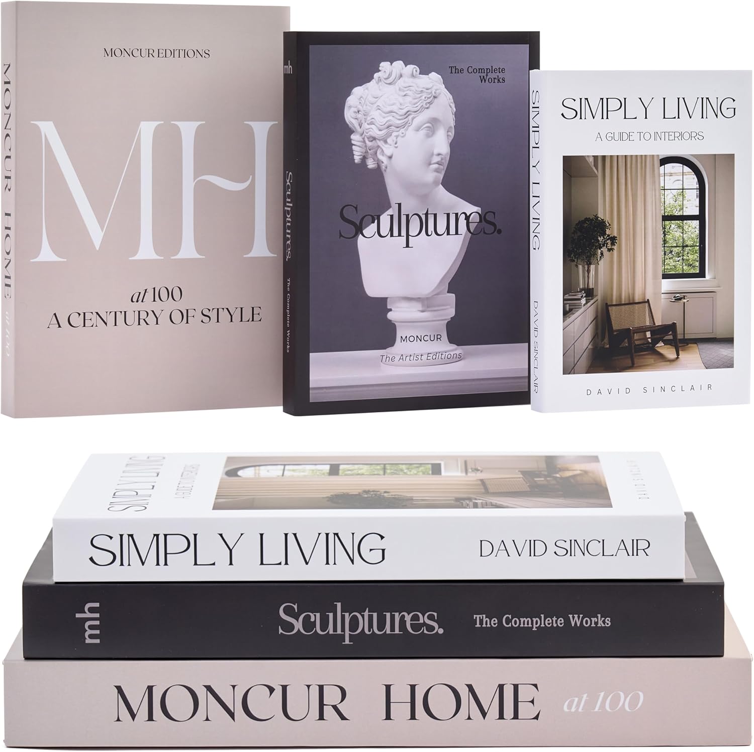 Mid Century Modern Decorative Bookshelf Books Set of 3