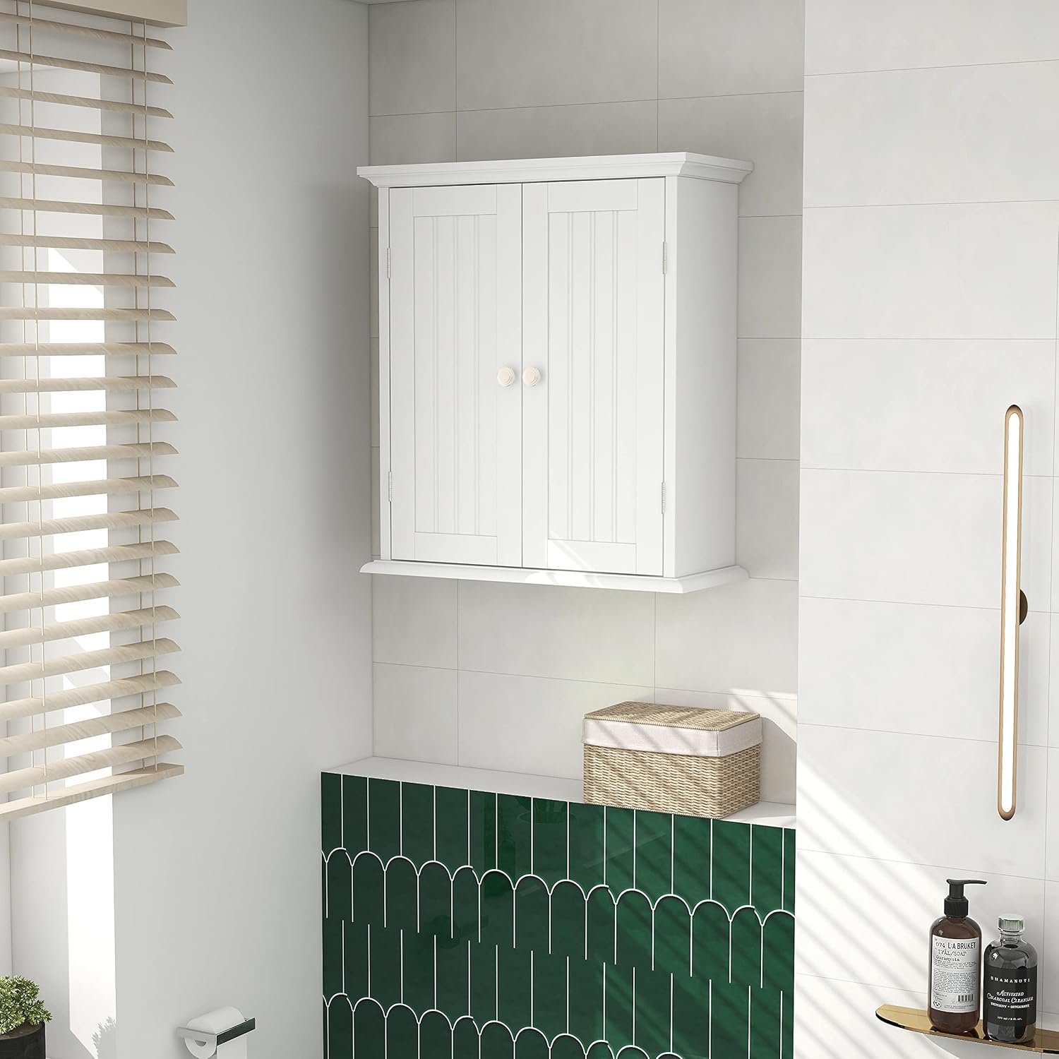 ChooChoo Bathroom Wall Cabinet with 2 Doors and Adjustable Shelves