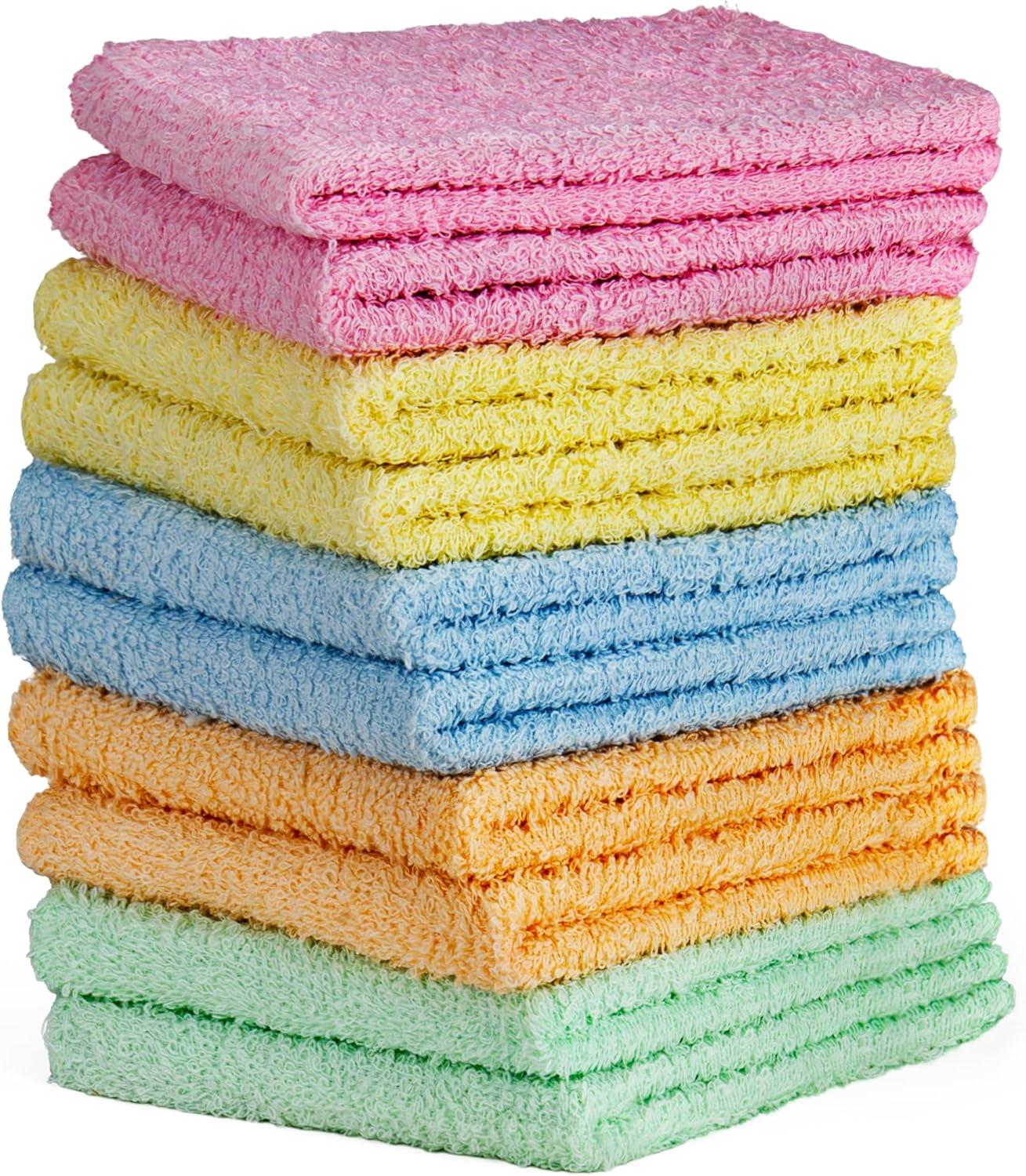 DecorRack 10 Pack 12x12 Inch Cotton Wash Cloths