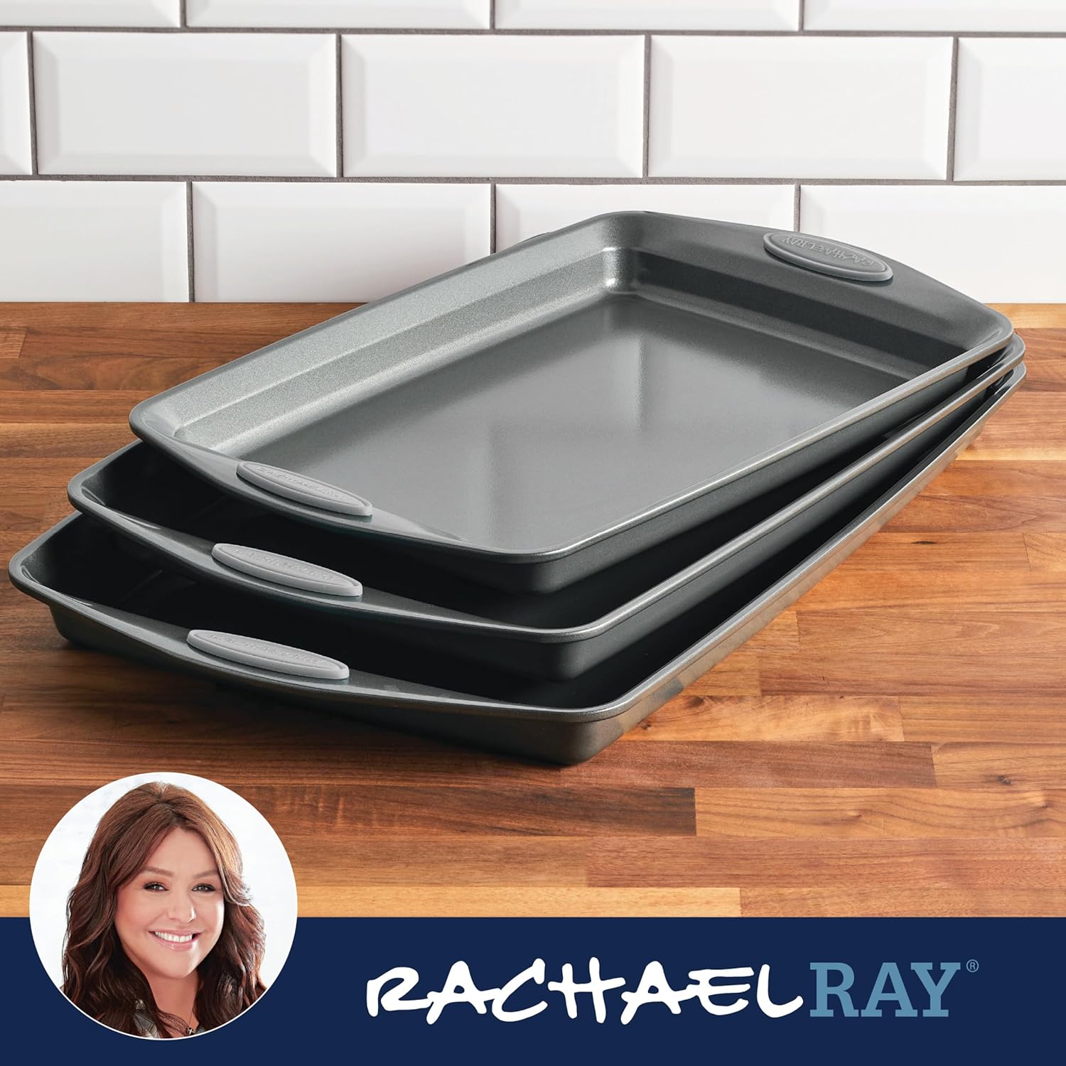Rachael Ray Nonstick Bakeware Set 3 Piece Gray