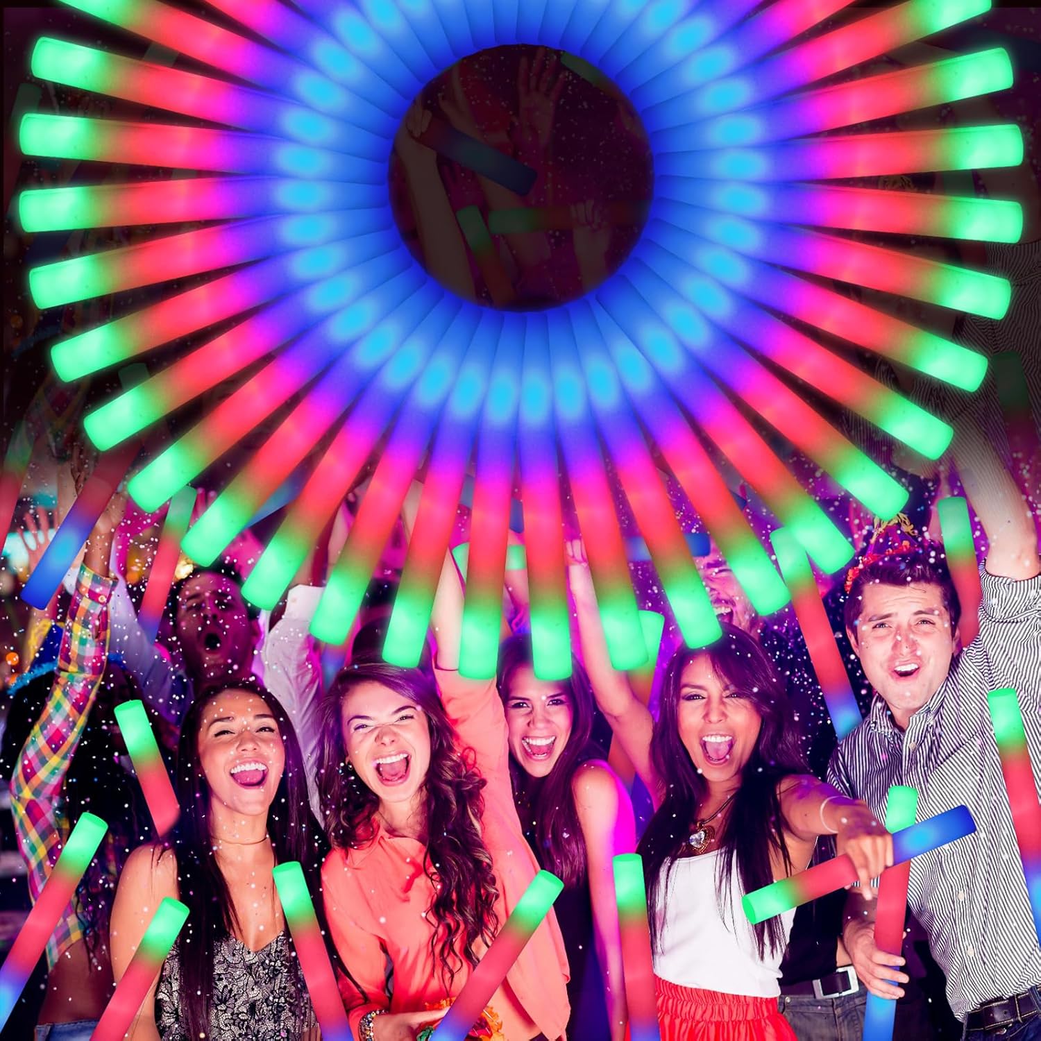 OLUPP 70 PCS LED Foam Glow Sticks with 3 Modes