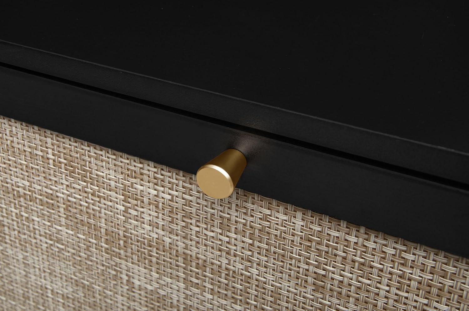 zehuoge rattan shoe cabinet with 3 flip drawers black