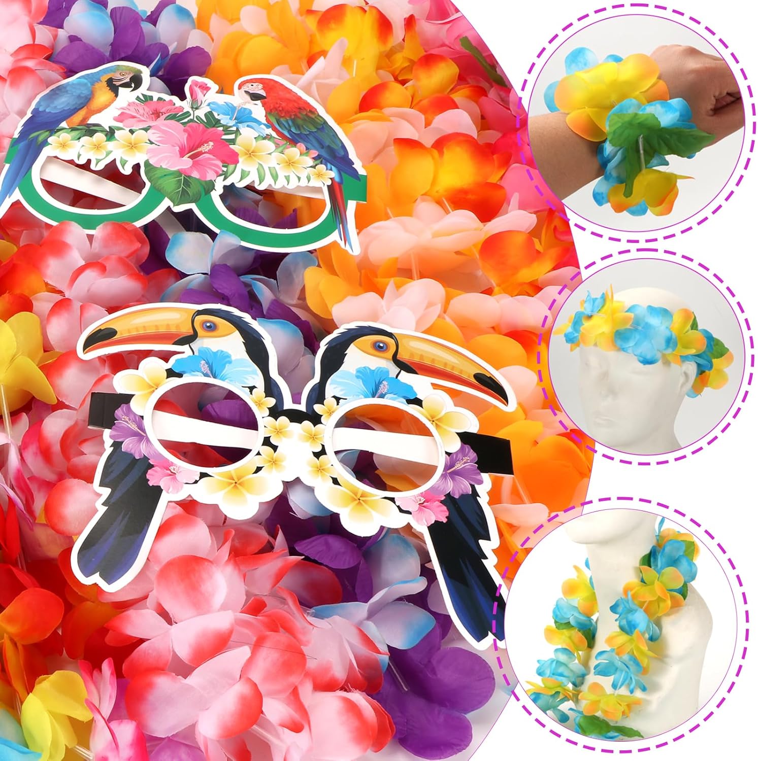 Atonofun 80 PCS Hawaiian Party Decor Accessory Pack