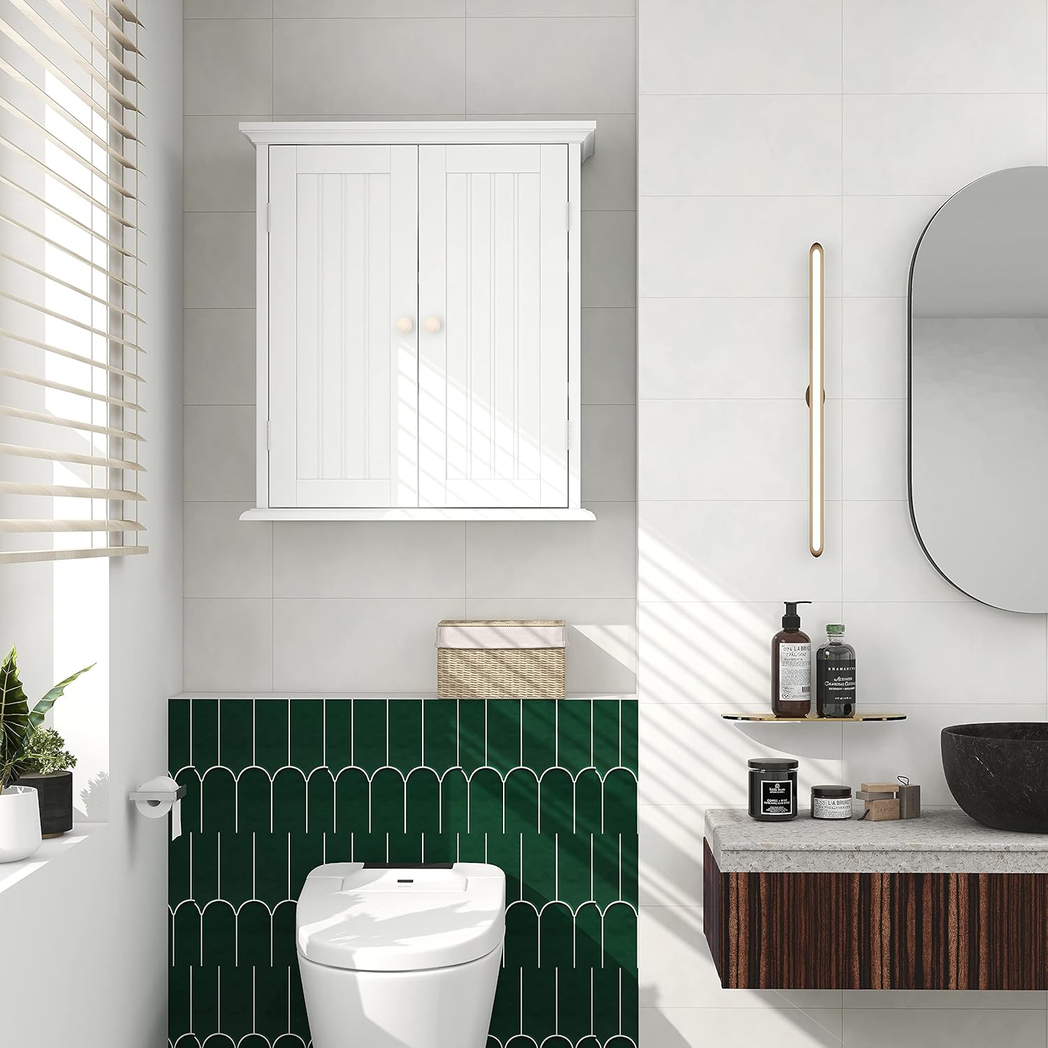ChooChoo Bathroom Wall Cabinet with 2 Doors and Adjustable Shelves