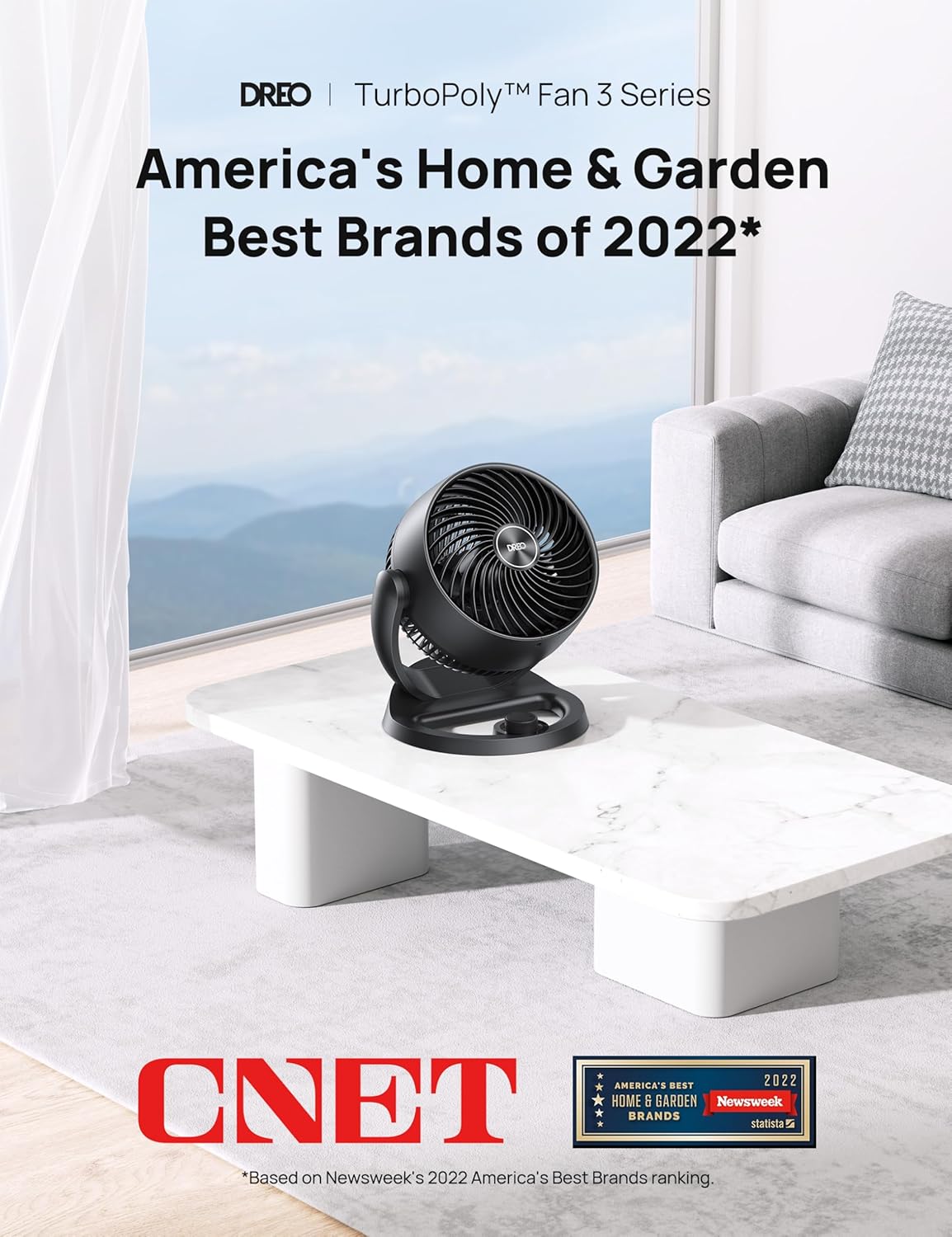 Dreo 12-Inch Table Fan for Whole Room Circulation