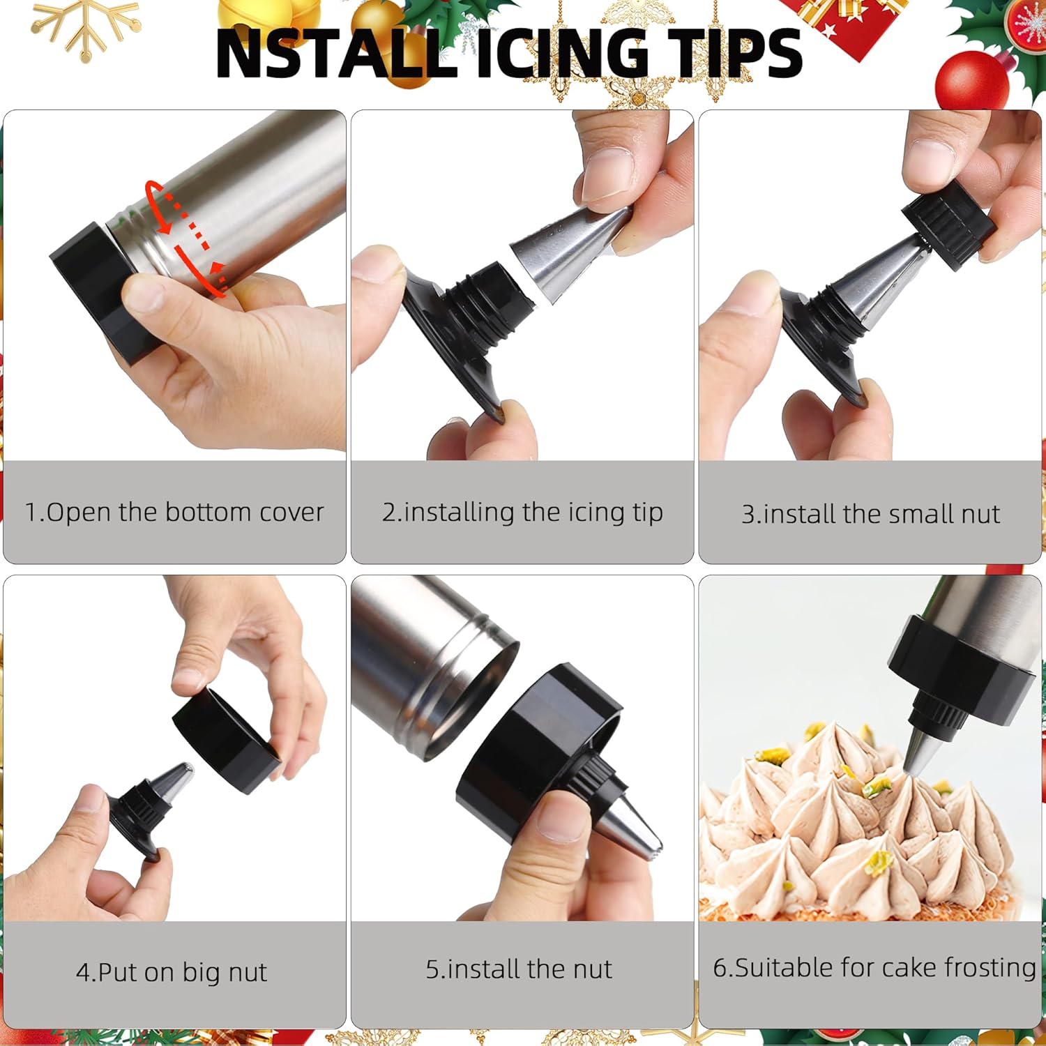 Cookie Press Set with 13 Discs and 8 Icing Nozzles