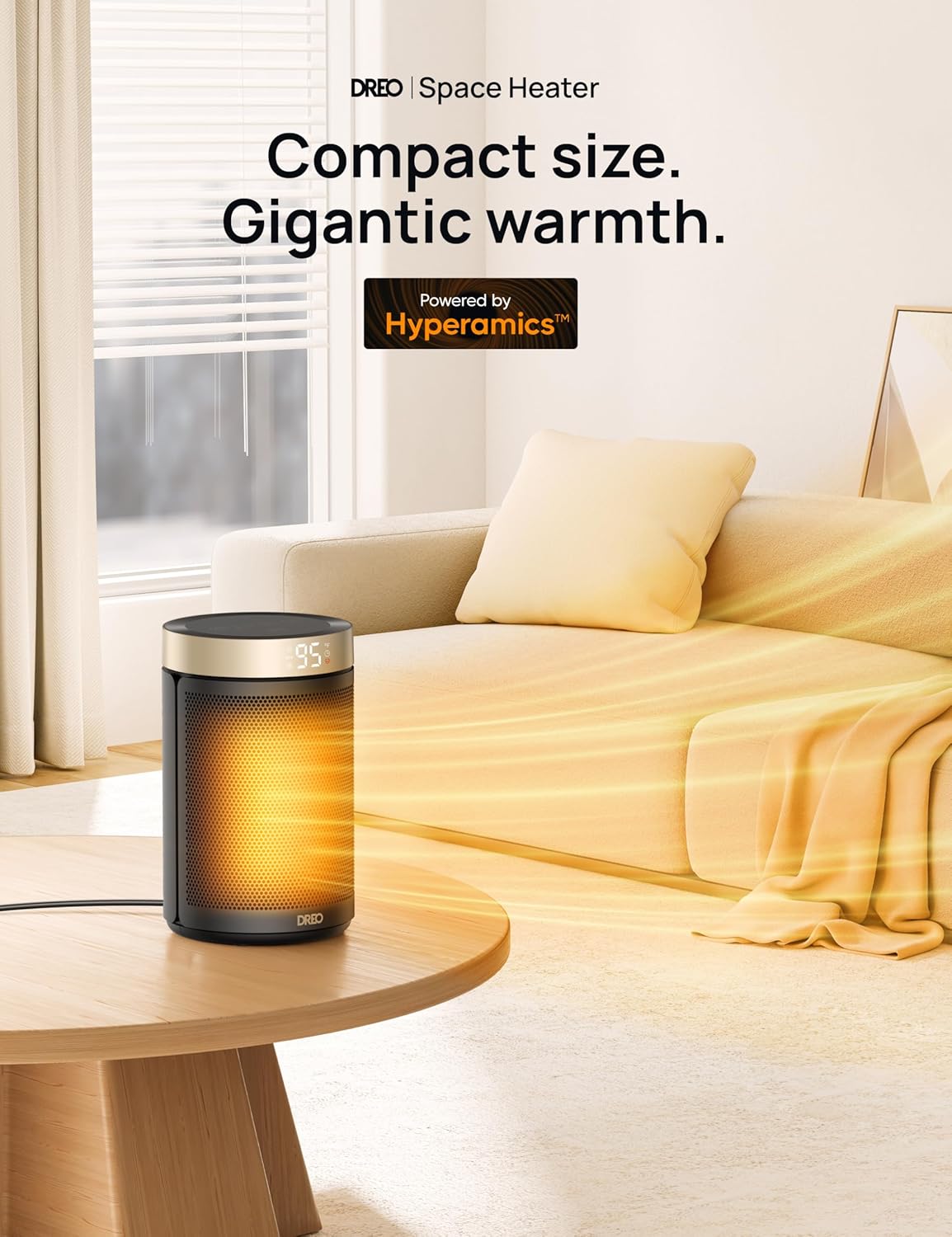 Dreo Space Heater Portable 1500W PTC Ceramic with Thermostat and Remote