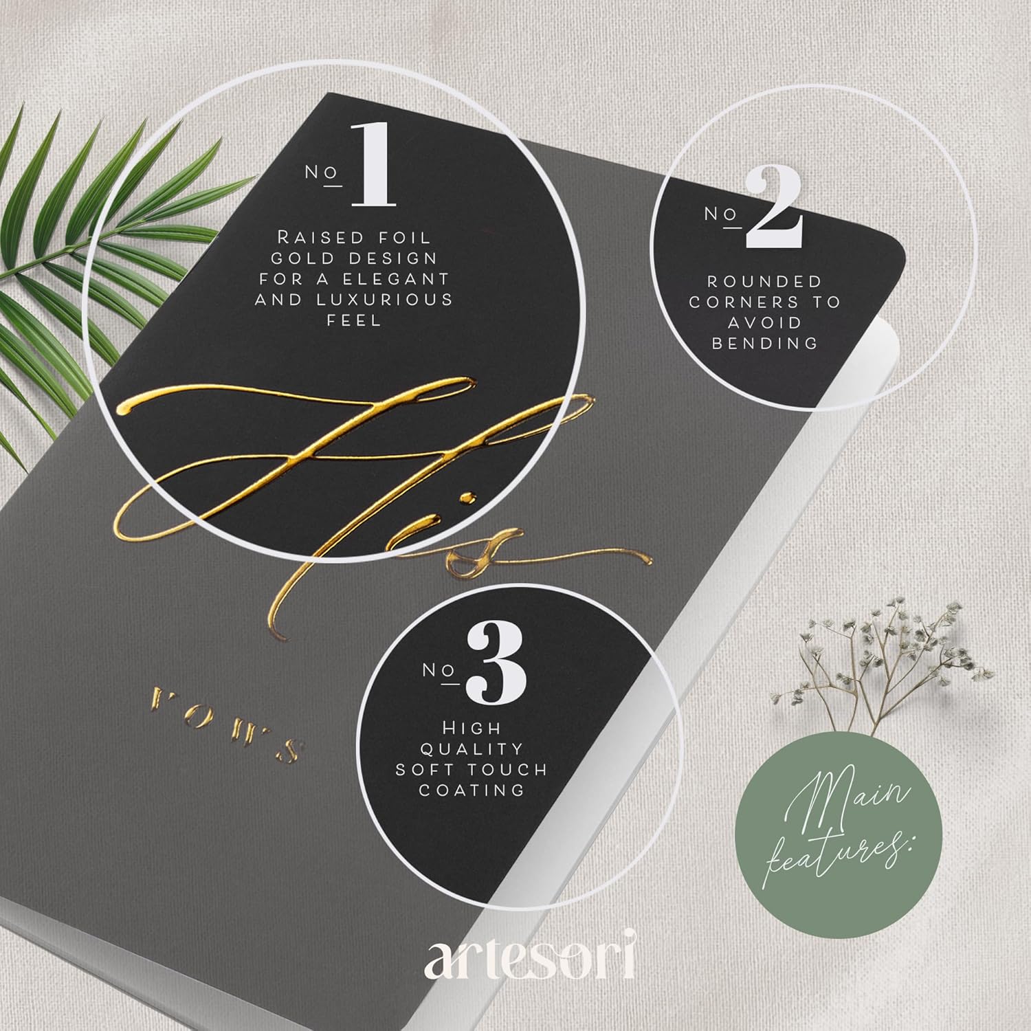 ARTESORI Premium Wedding Vow Book for Her Him