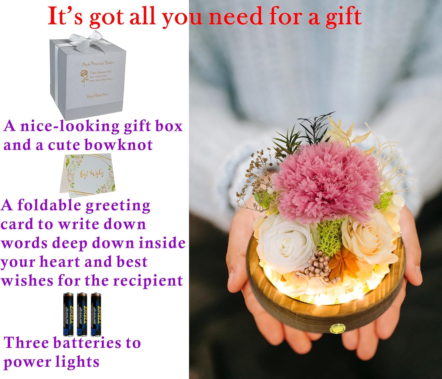 Valley of Rain Forest Preserved Flowers Gift Set