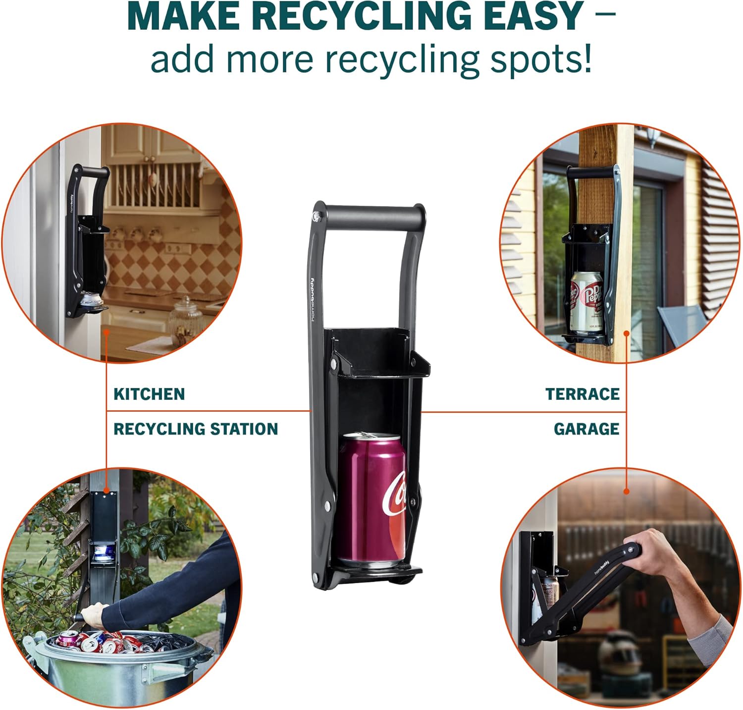 HomeBuddy Can Crusher for Recycling - Wall Mount 12 Oz 16 Oz