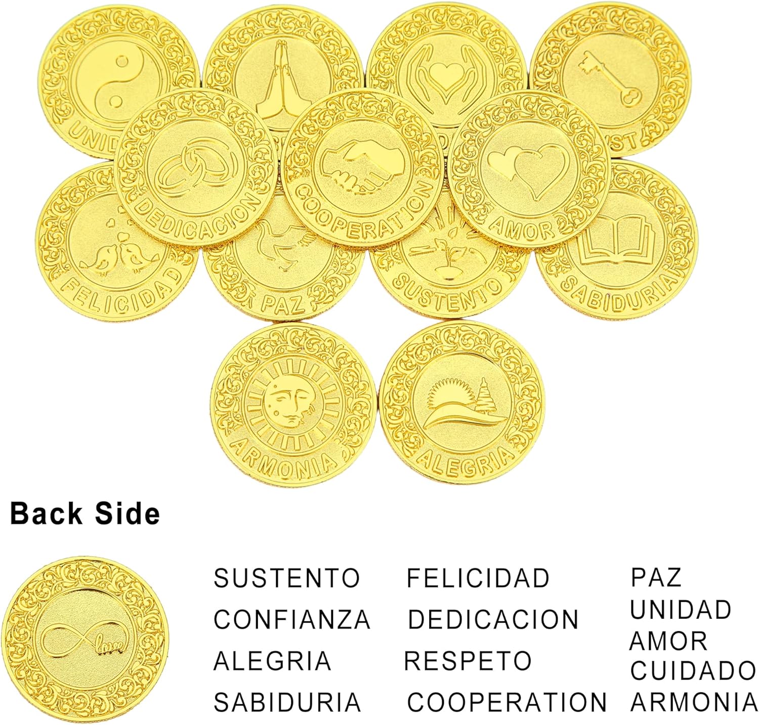 TINGKU Gold Spanish Las Arras de Boda Cristiana Set with Tray Plate