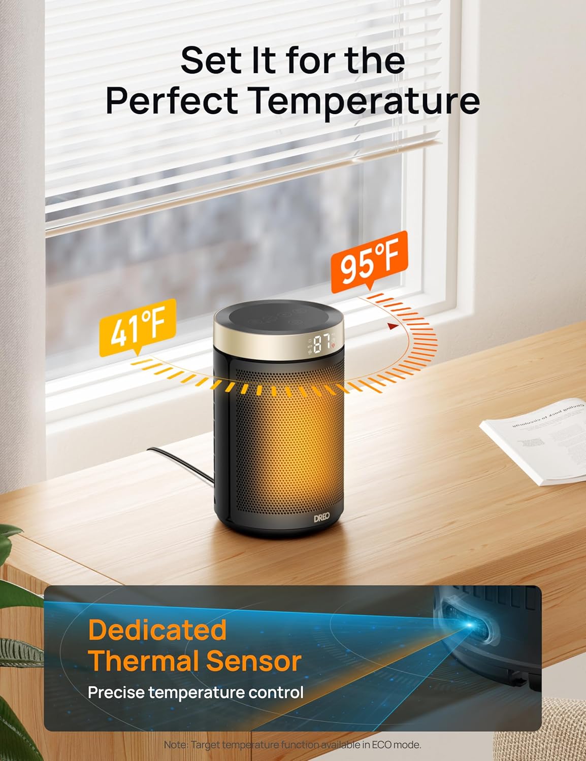 Dreo Space Heater Portable 1500W PTC Ceramic with Thermostat and Remote