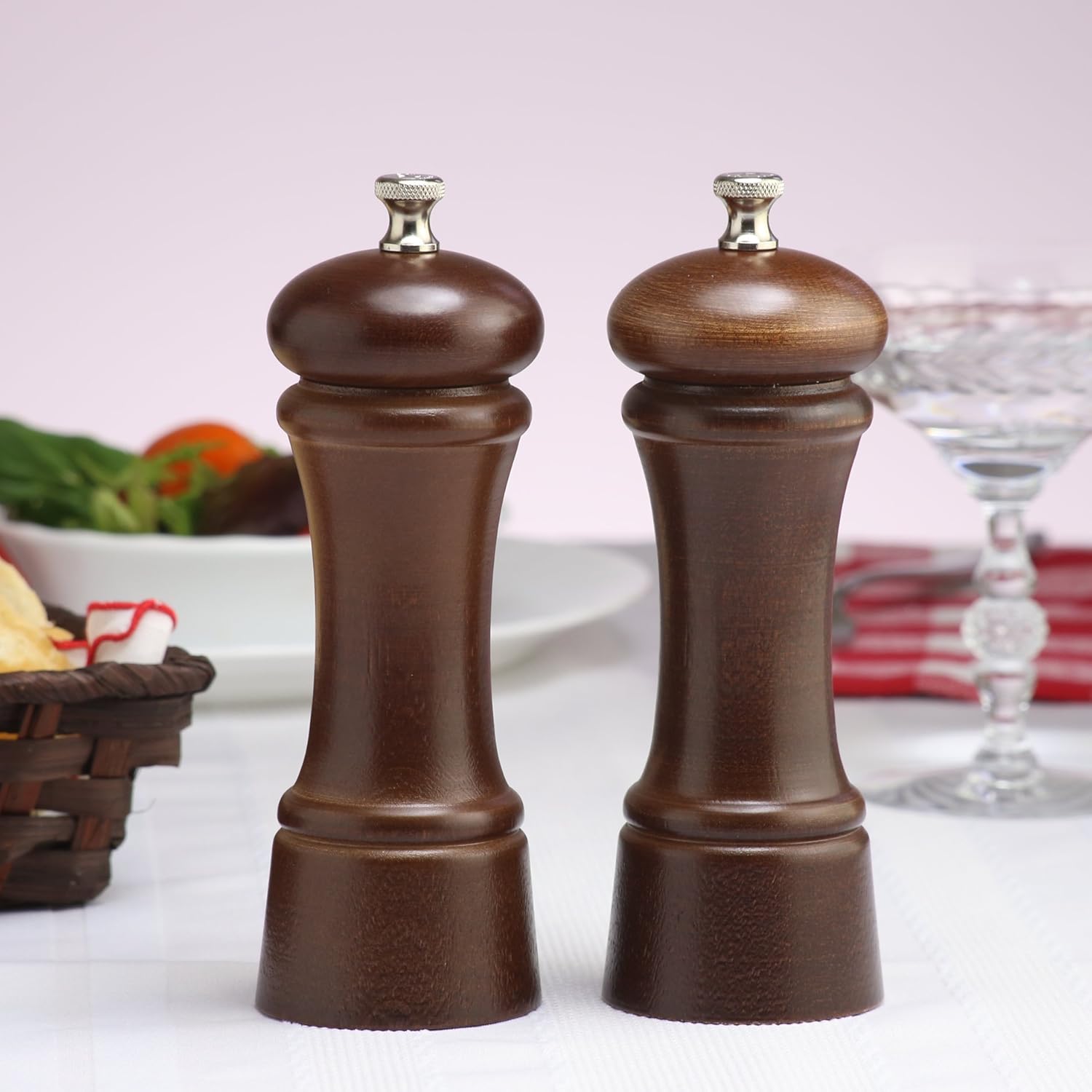 Chef Specialties 6 Inch Walnut Pepper Mill and Salt Mill Set