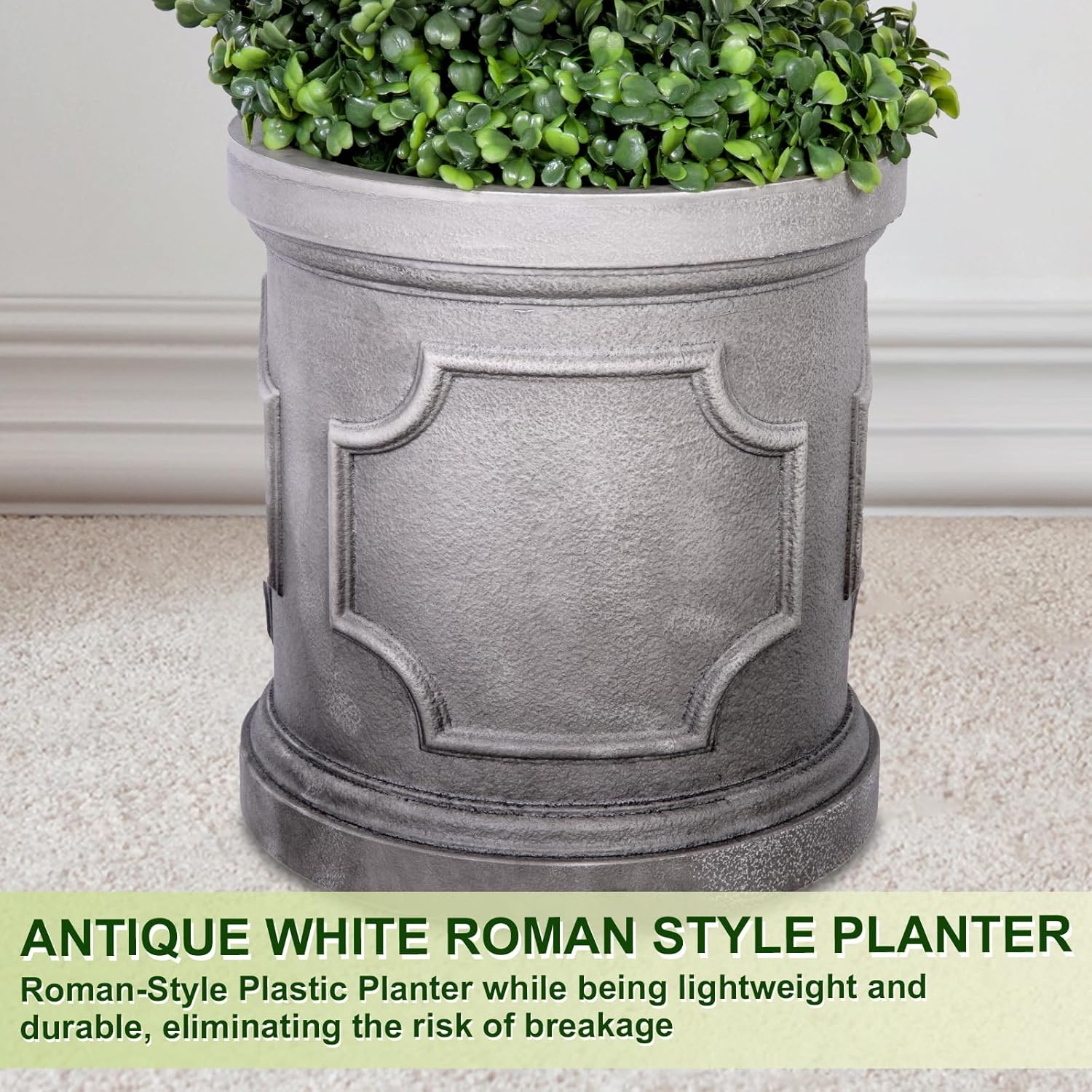 VIVATREES 3FT Spiral Boxwood Topiary Trees with Planter 2 Pack