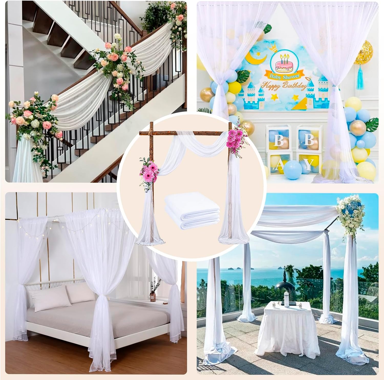 Sage At Sunrise Wedding Arch Draping 2 Pack