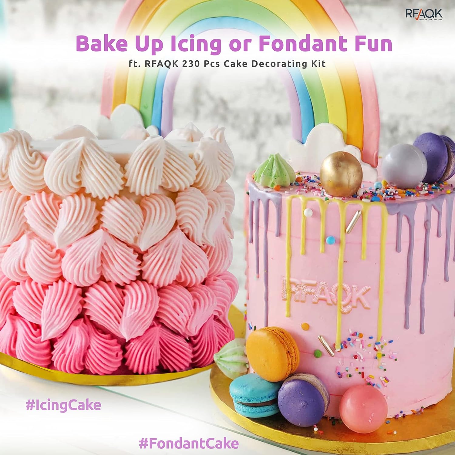 RFAQK 230PCS Cake Decorating Kit with Turntable and Tips