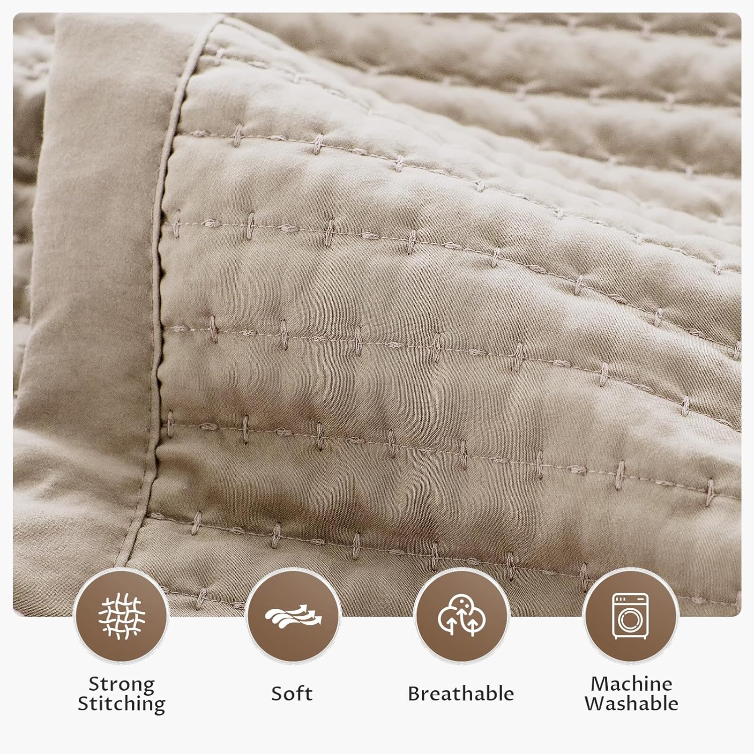 KASENTEX Quilt Bedding Set Camel Oversized Queen 2 Shams