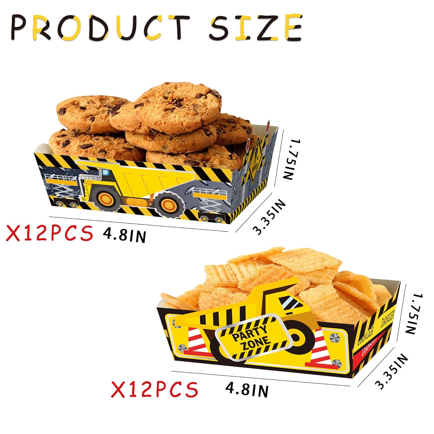 24 Pcs Construction Themed Snack Bowls Party Supplies