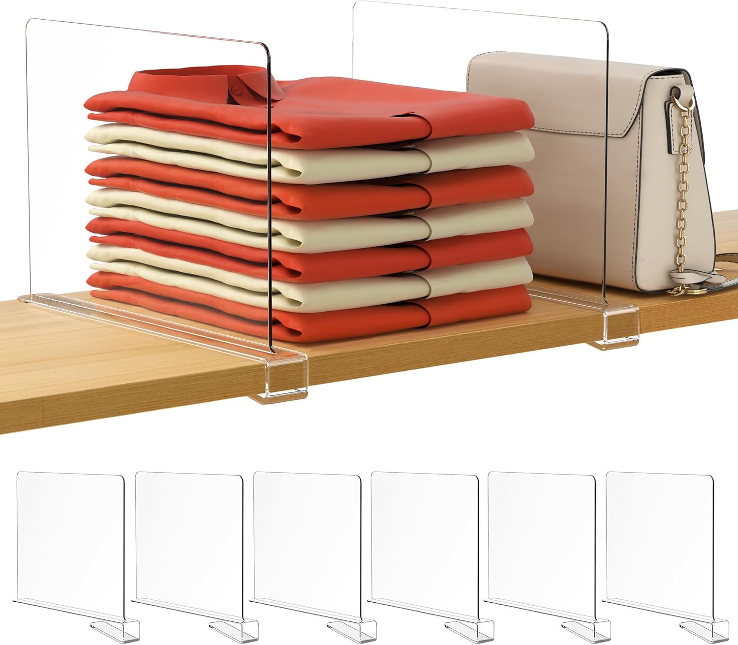HBlife 6-Pack Shelf Dividers for Closet and Bookshelf Organization