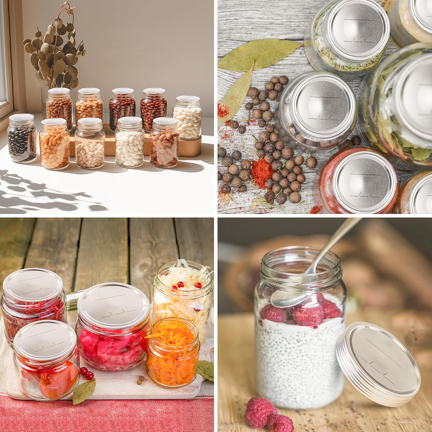 100 PCS Wide Mouth Mason Jar Canning Lids with Leak Proof Seal