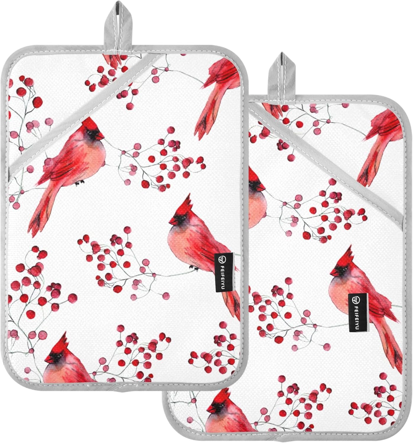 Berry Cardinal Bird Hot Pad Set of 2