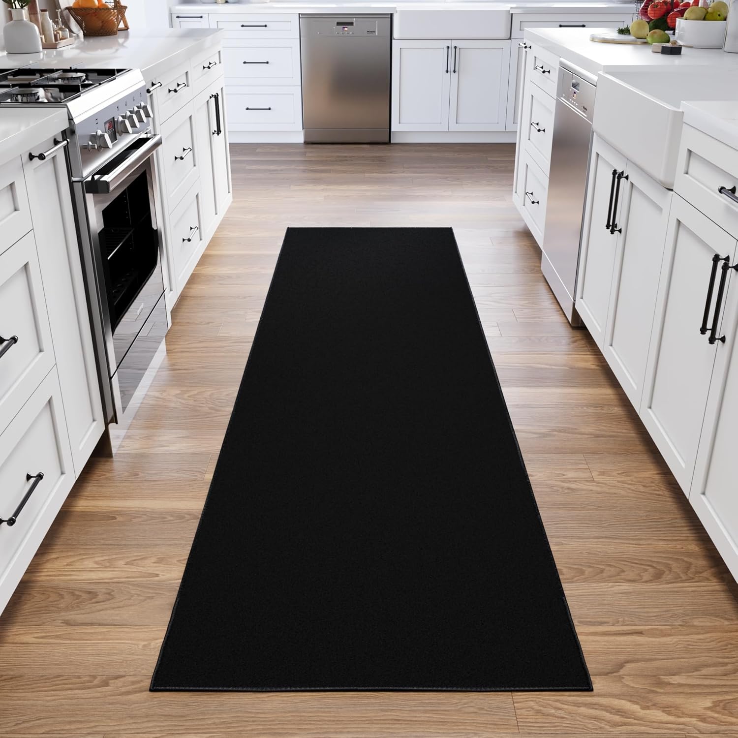Ottomanson Hallway Runner Rug 27 x 910 Non Slip Black