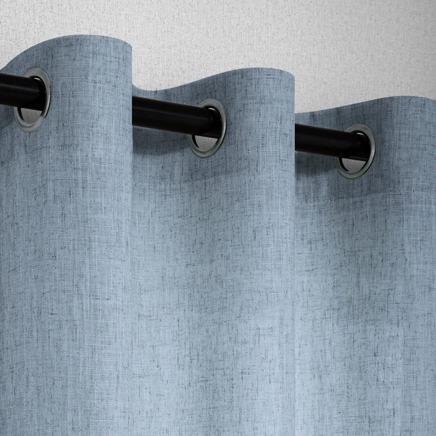 Dusty Blue Sheer Curtains for Sliding Glass Door 2 Panels Set