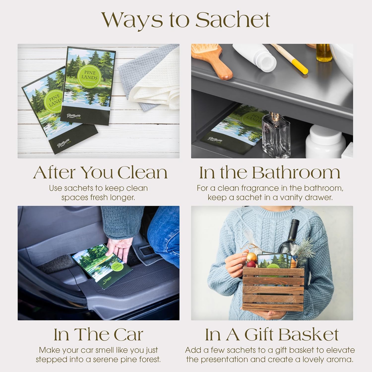 Simplicity Scents Pine Lands Scented Sachets 6 Pack