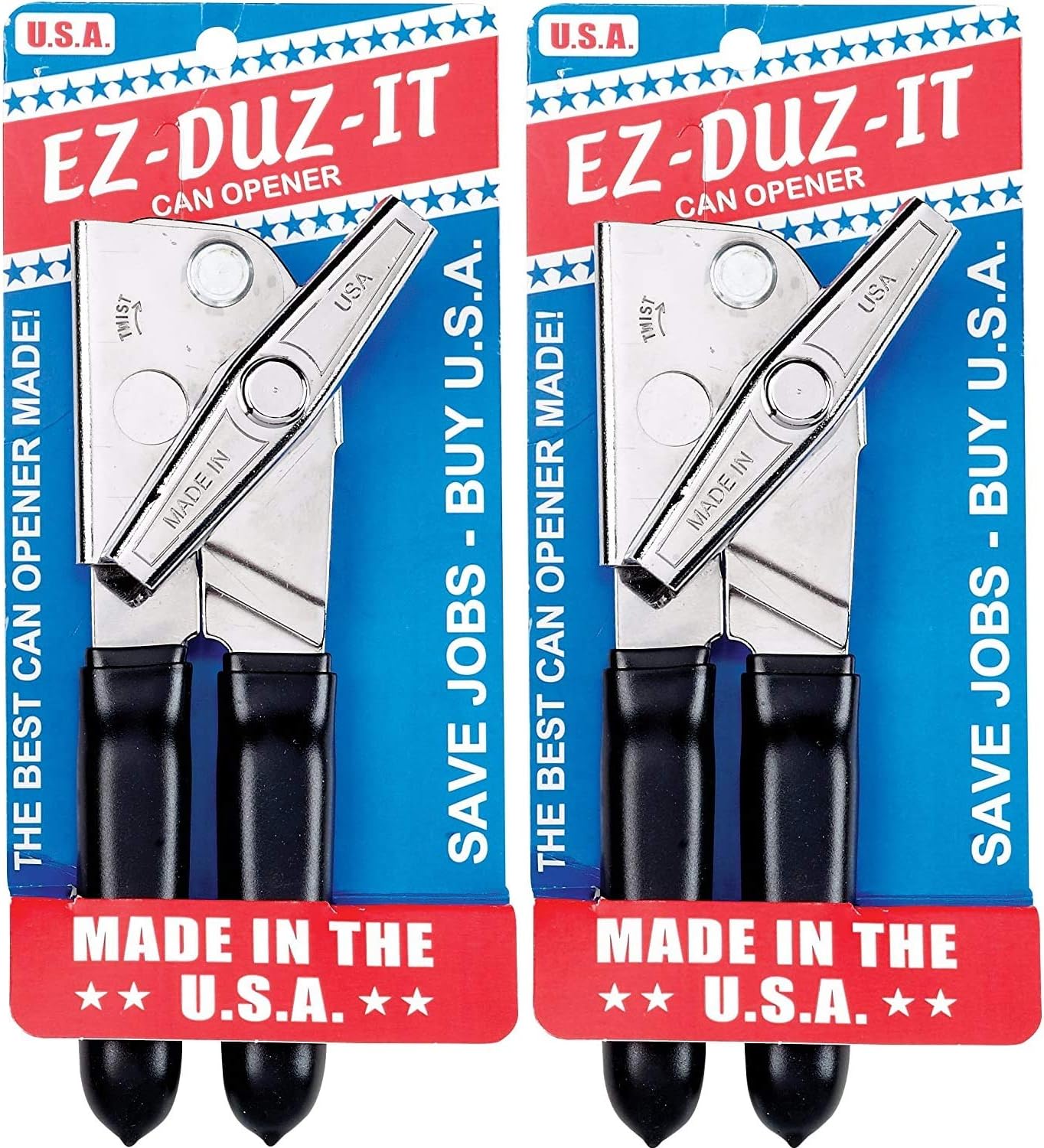 EZ-DUZ-IT Deluxe Can Opener with Black Grips Pack of 2
