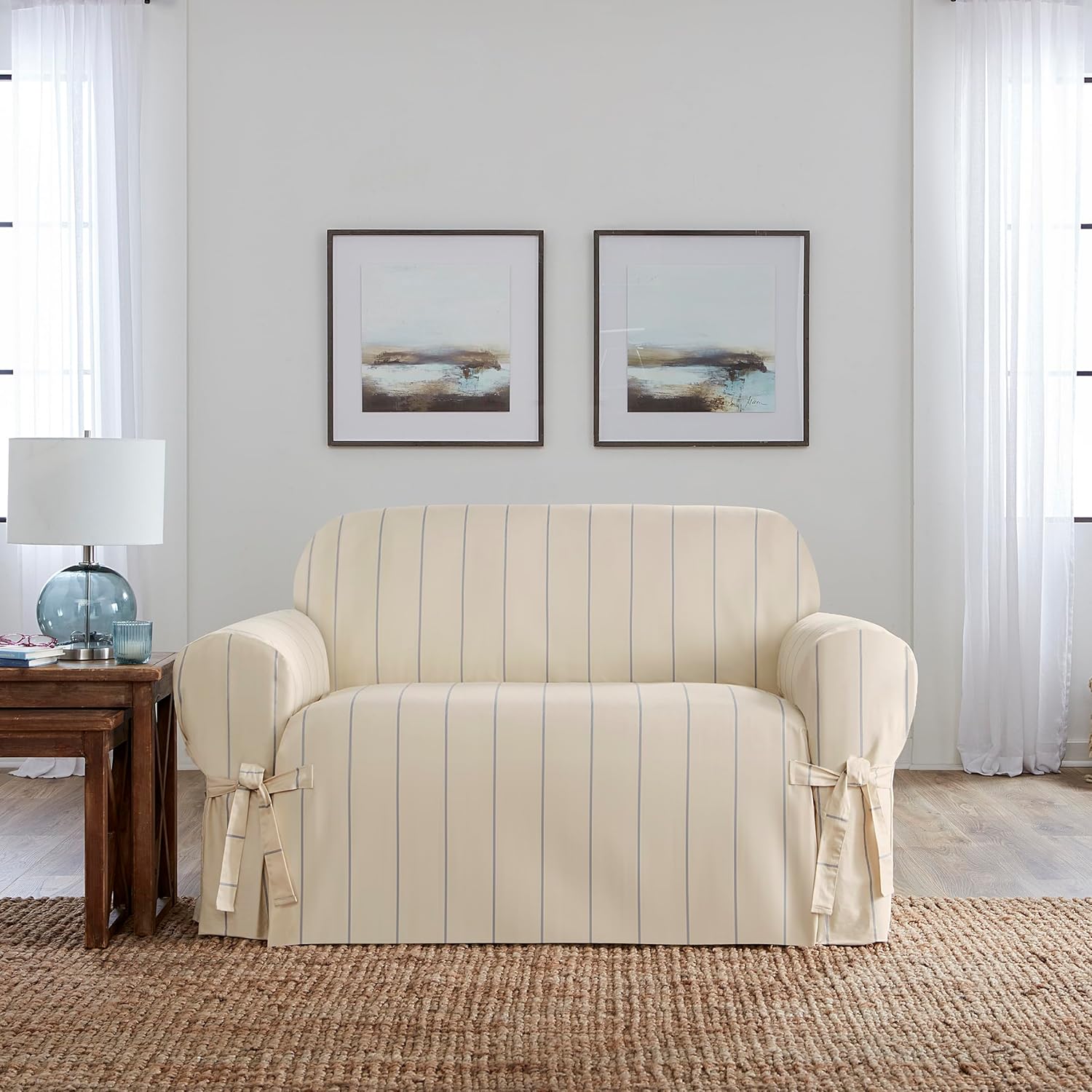 SureFit Heavyweight Cotton Duck Loveseat Slipcover