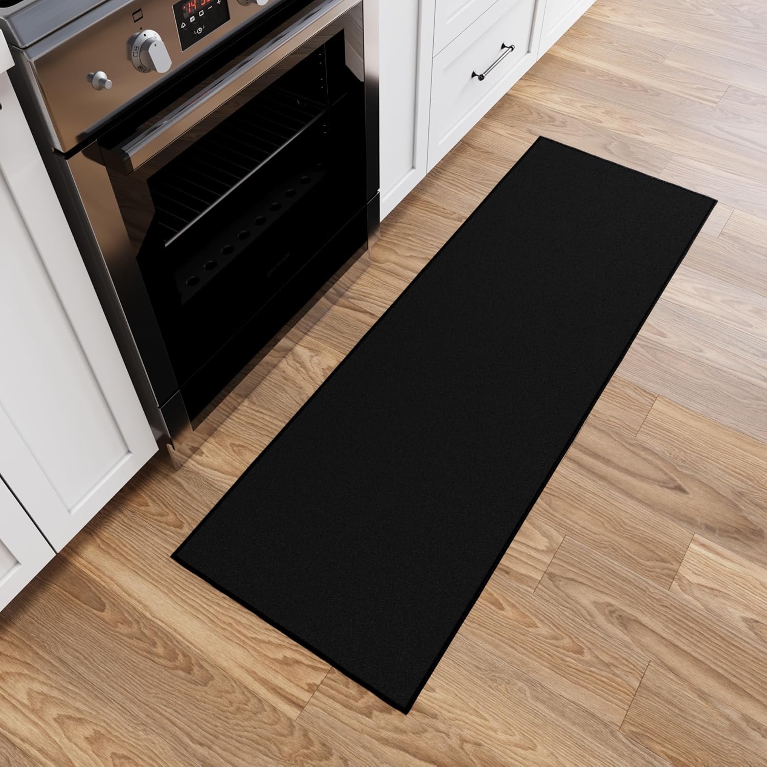 Ottomanson Hallway Runner Rug 22 x 6 Non-Slip Black