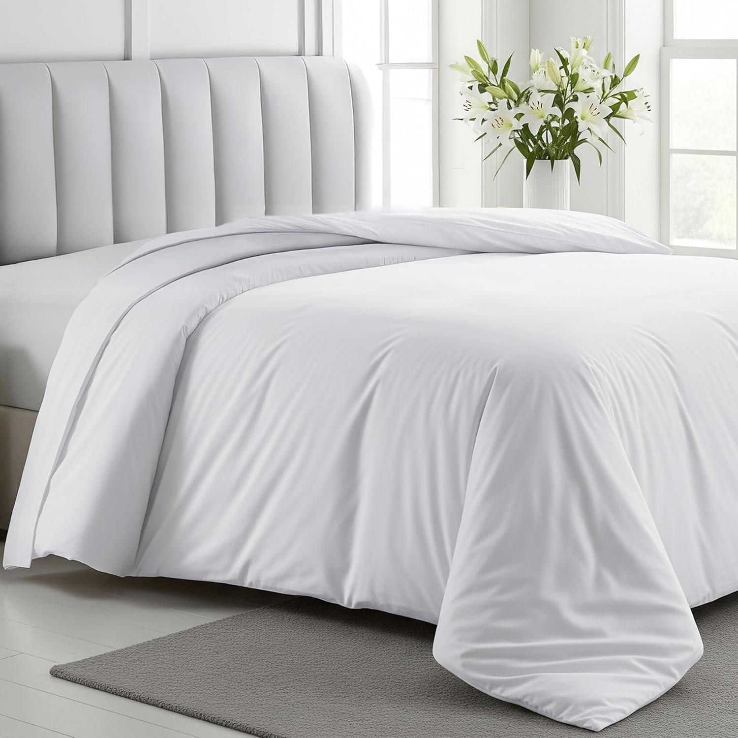 California Design Den King Duvet Cover White 400 Thread Count Sateen