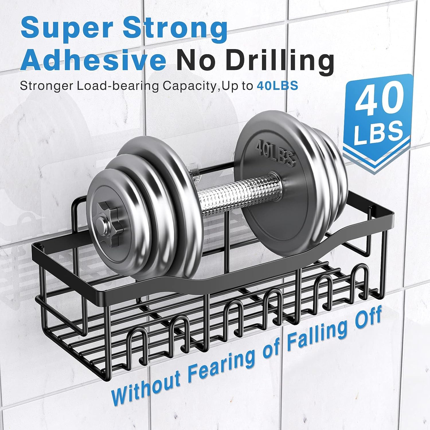 EUDELE Adhesive Shower Caddy 5 Pack Rustproof Stainless Steel Storage