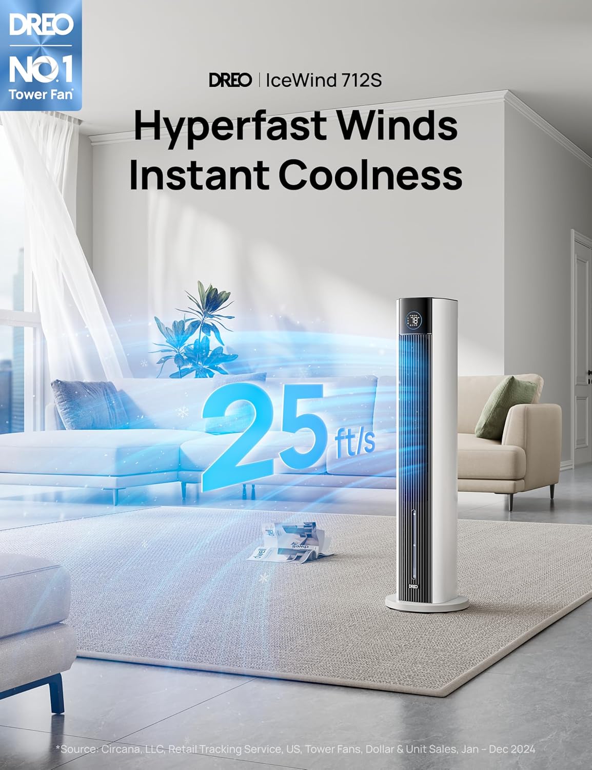 Dreo Evaporative Air Cooler with 4 Speeds and 4 Modes