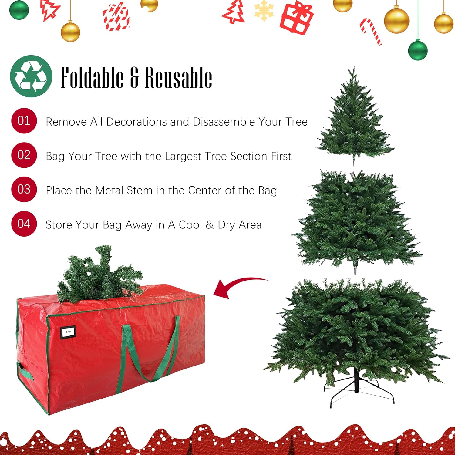Cosy Family 75ft Christmas Tree Storage Bag - Red